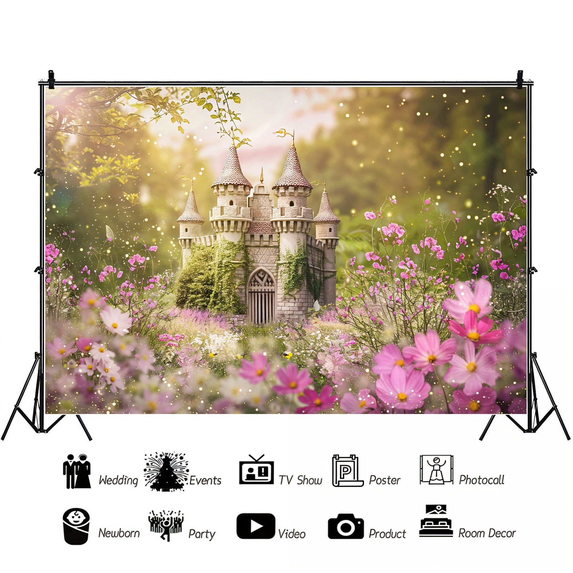 Enchanted Castle Garden Backdrop