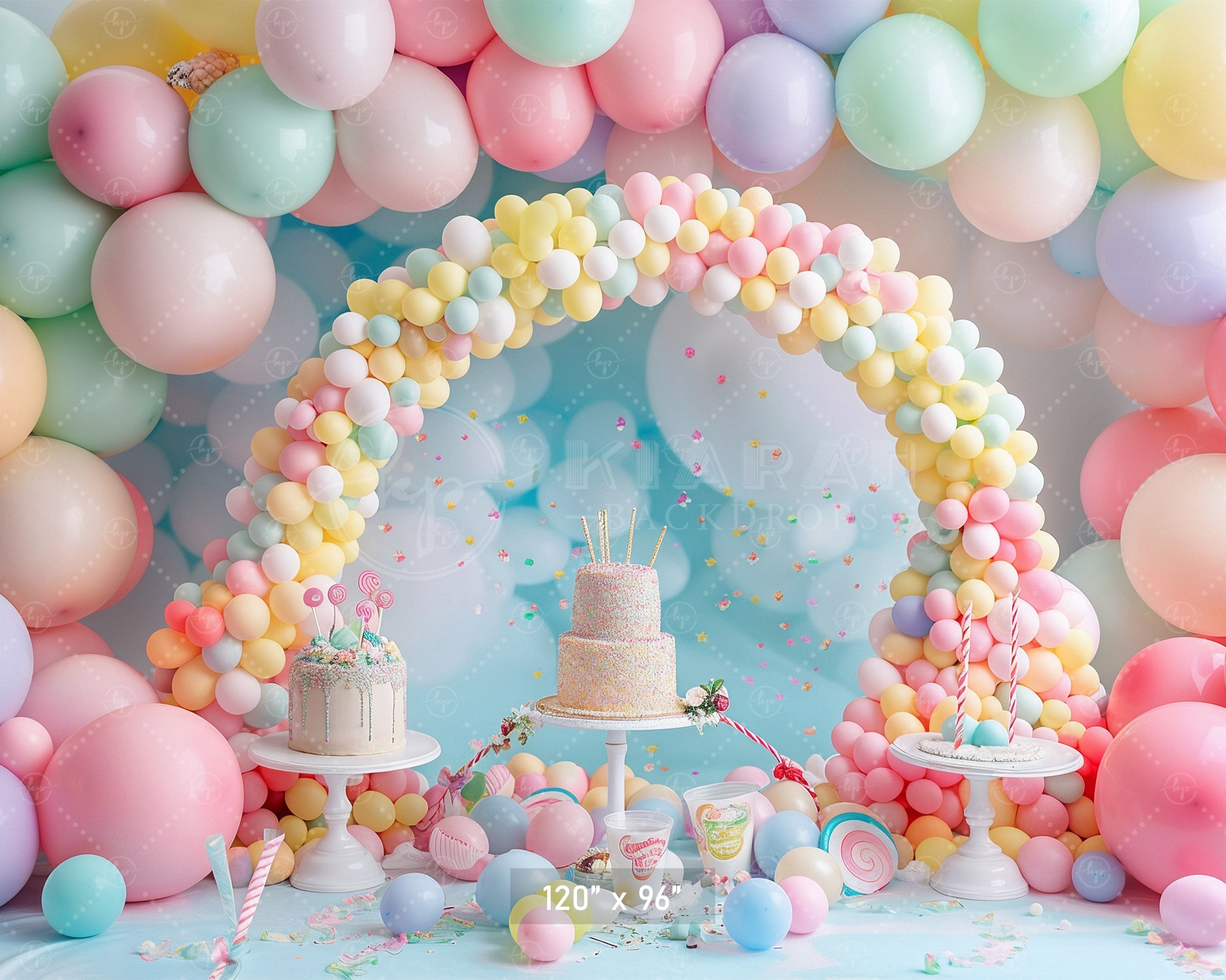 Pastel Balloon Celebration Arch Backdrop