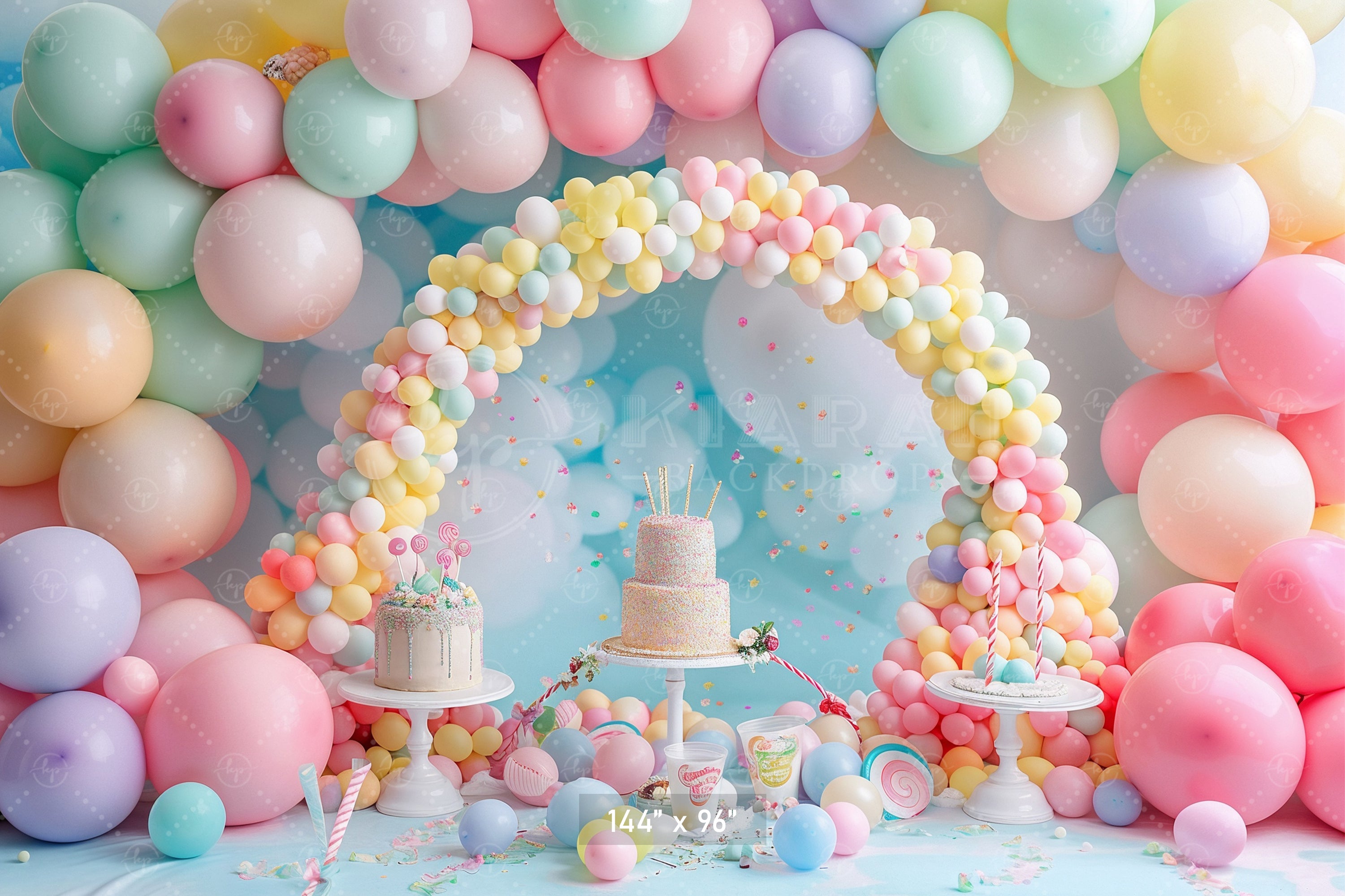 Pastel Balloon Celebration Arch Backdrop