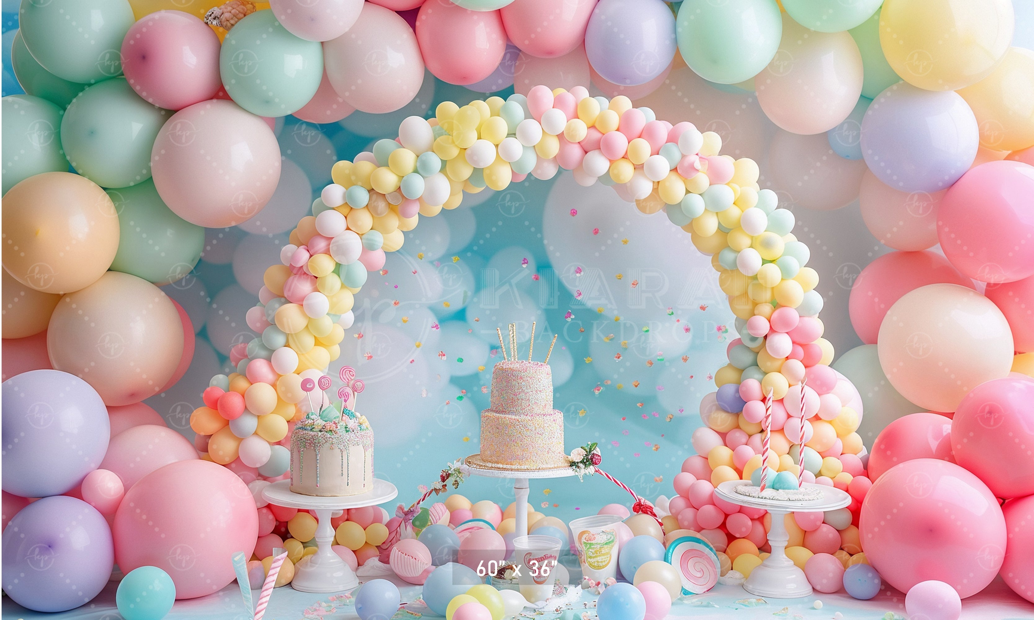 Pastel Balloon Celebration Arch Backdrop