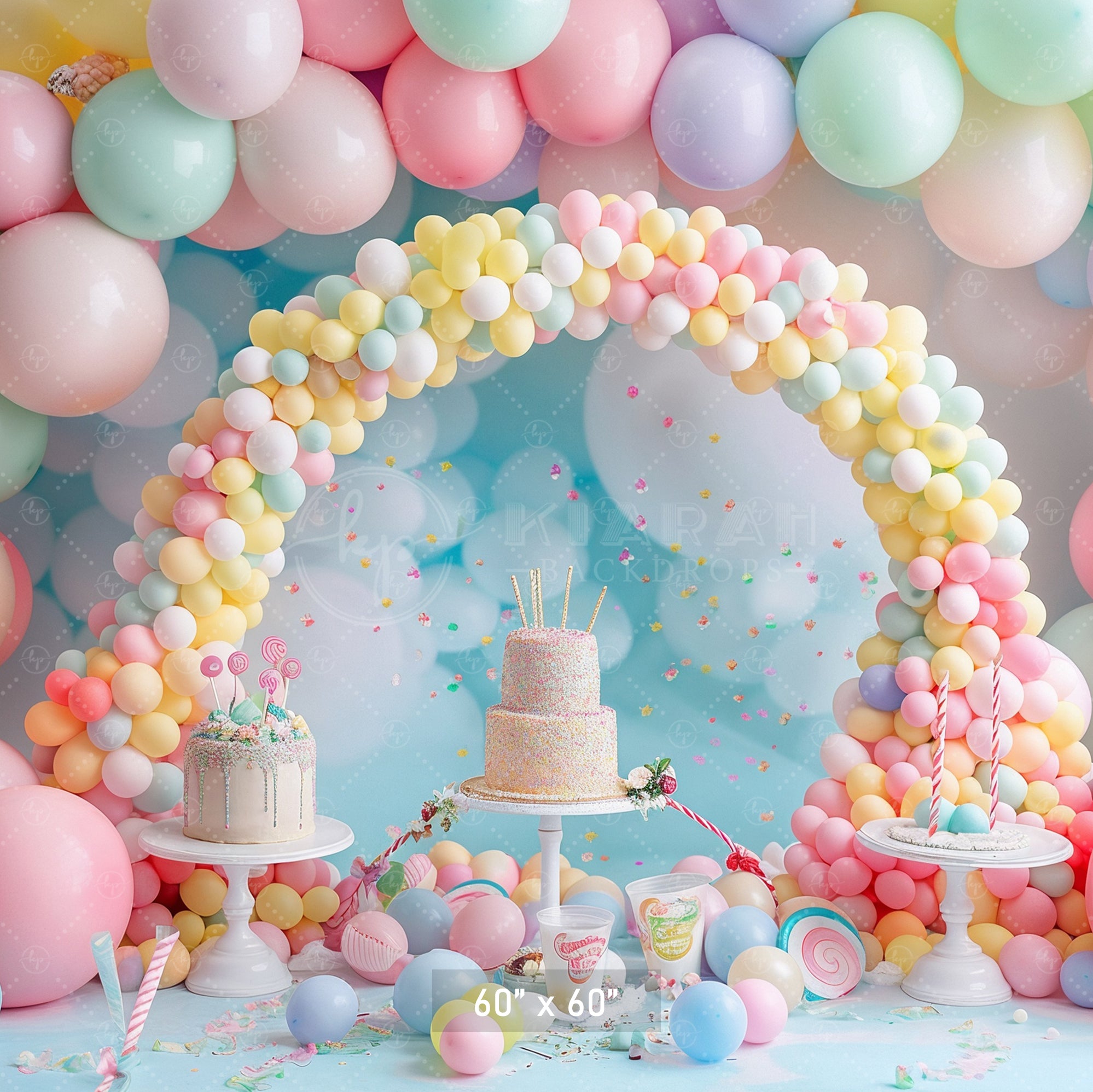 Pastel Balloon Celebration Arch Backdrop