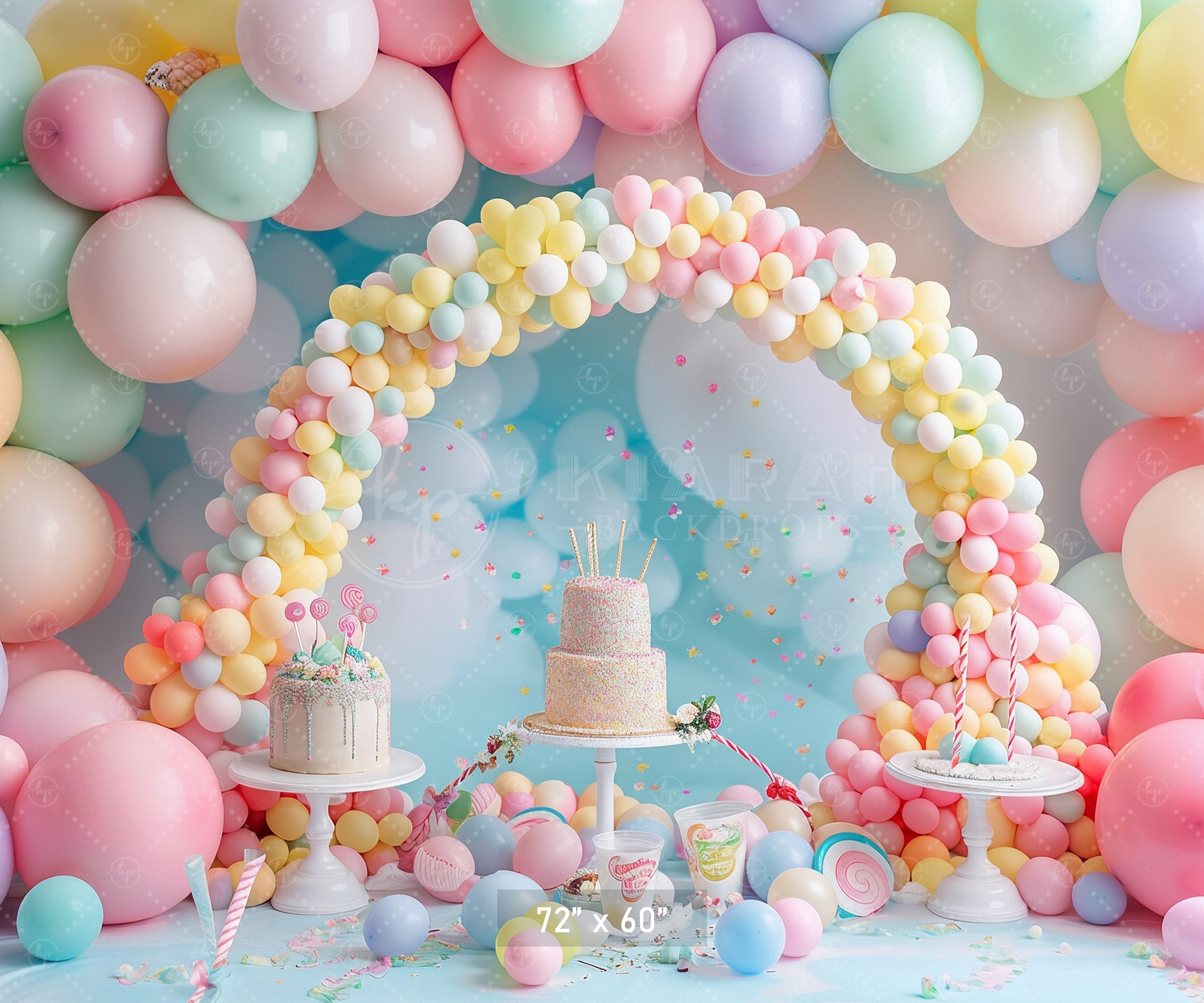 Pastel Balloon Celebration Arch Backdrop