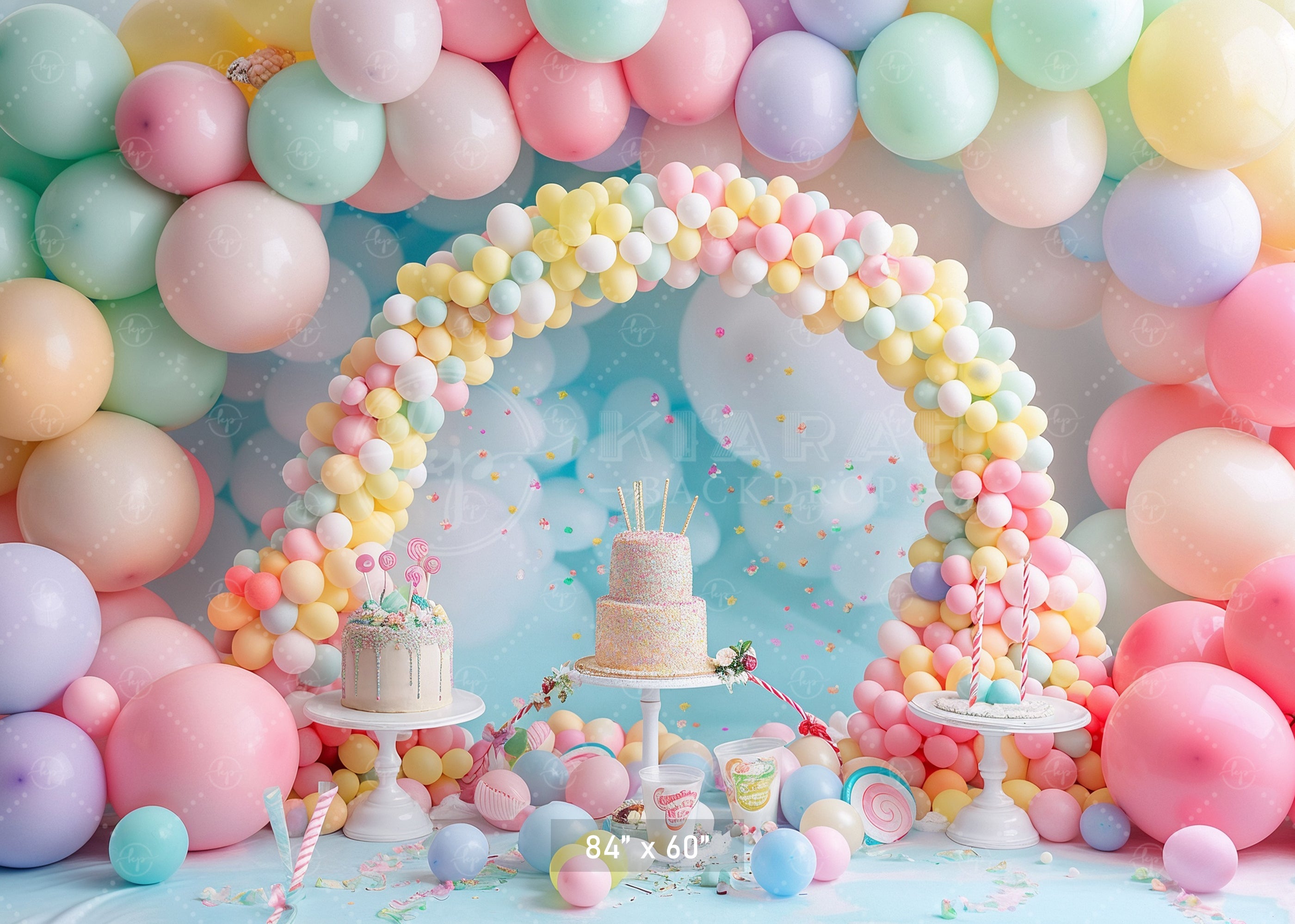 Pastel Balloon Celebration Arch Backdrop