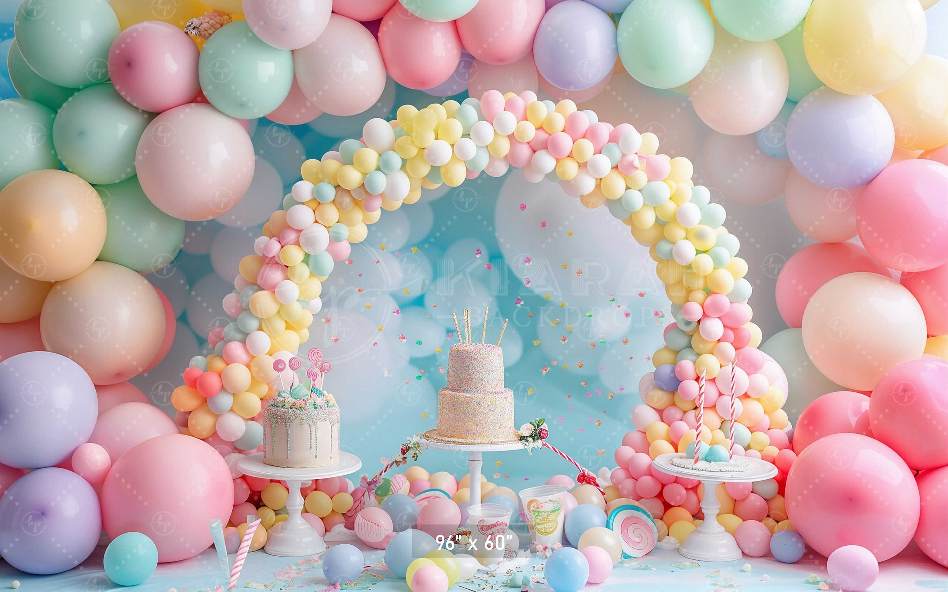 Pastel Balloon Celebration Arch Backdrop