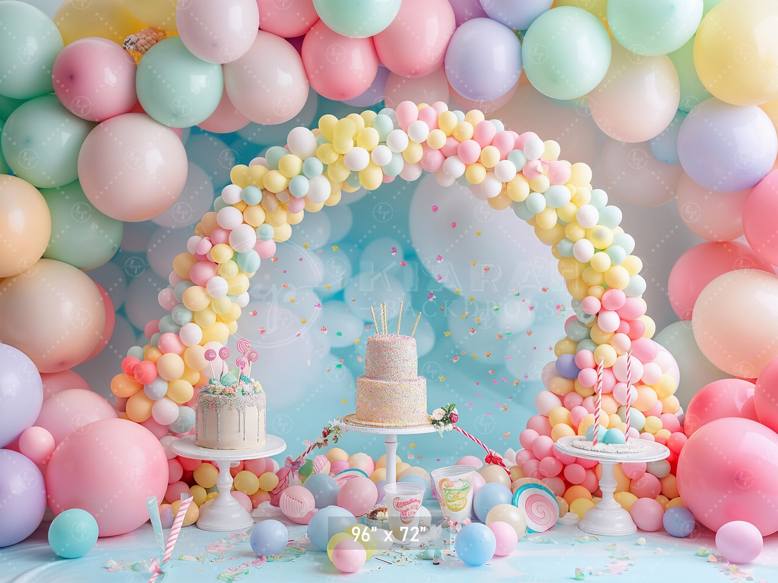 Pastel Balloon Celebration Arch Backdrop