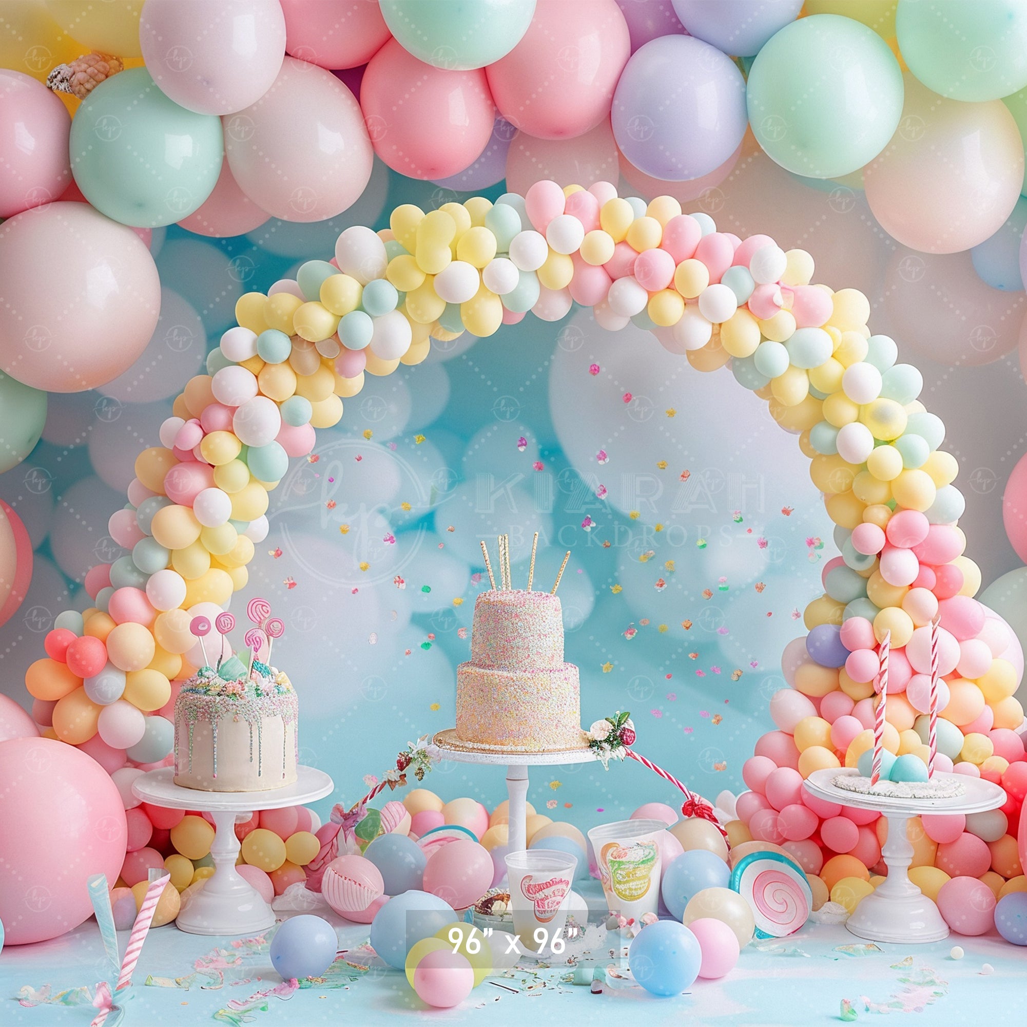 Pastel Balloon Celebration Arch Backdrop