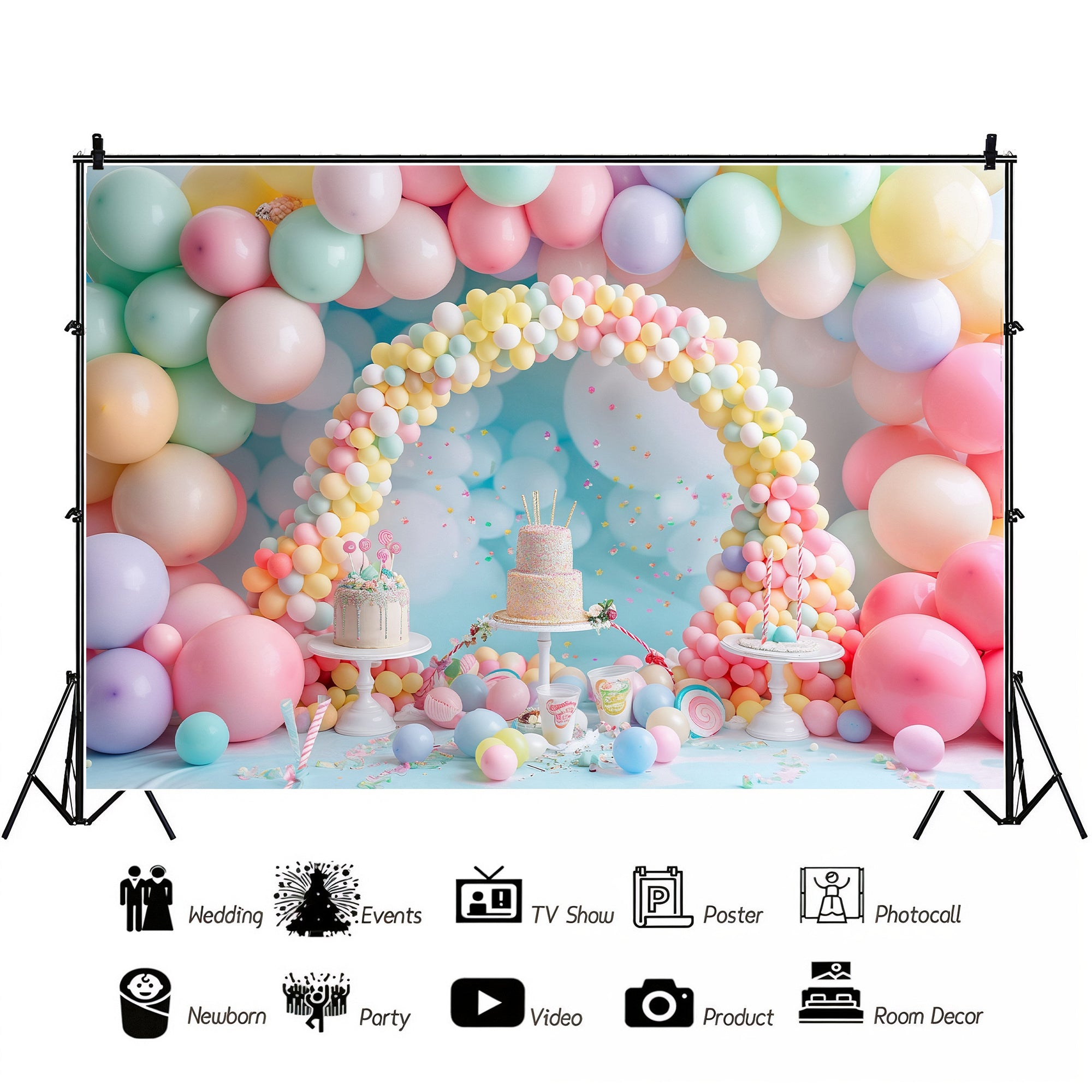 Pastel Balloon Celebration Arch Backdrop