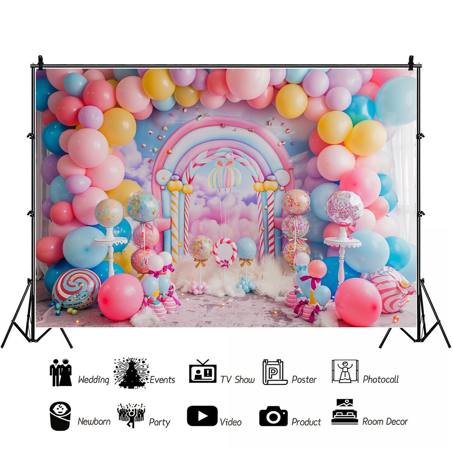 Candyland Balloon Wonderland Backdrop