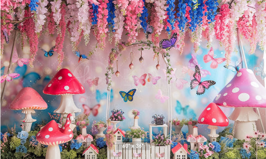 Enchanted Butterfly Garden Backdrop