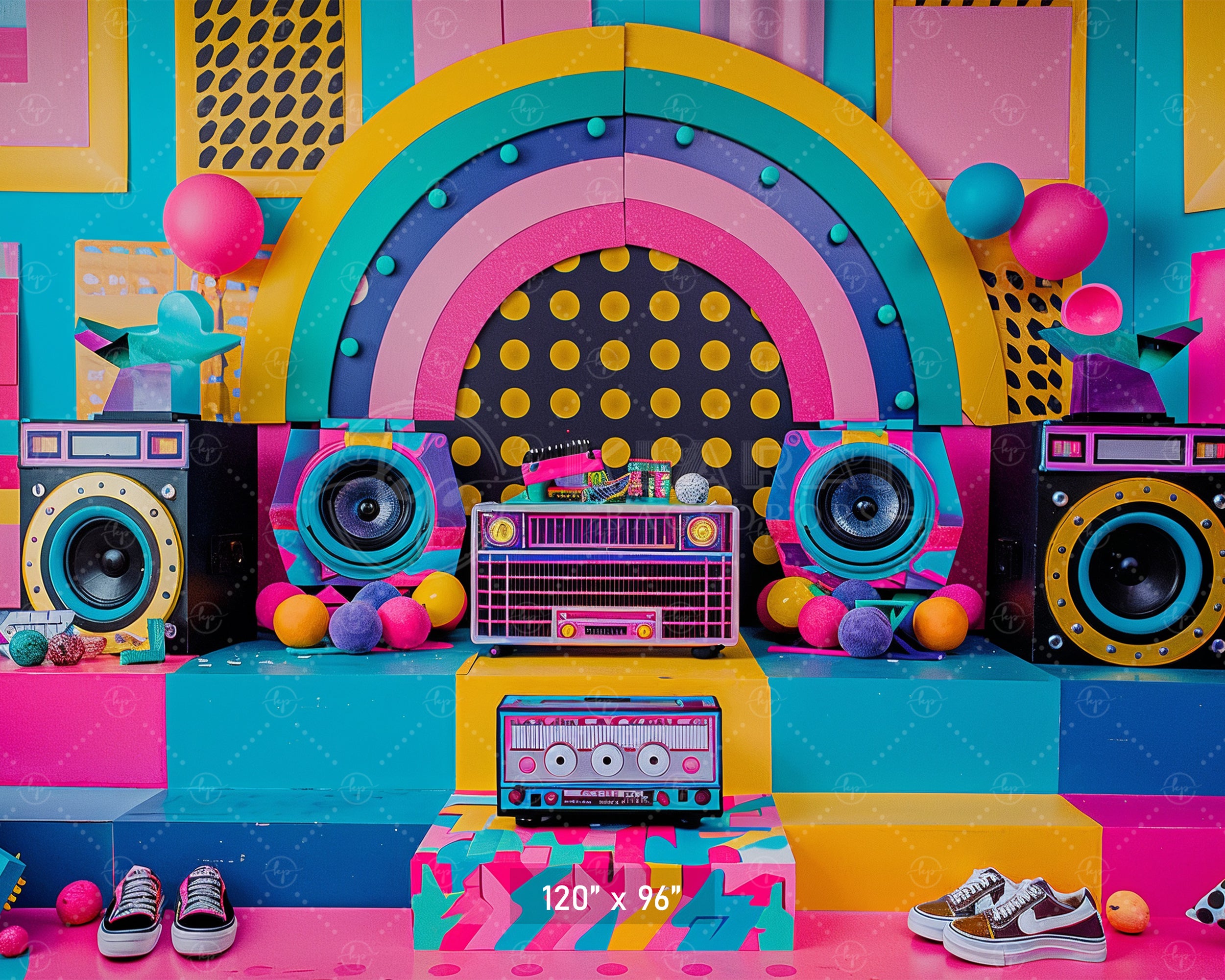 Retro Pop Party Vibes Backdrop