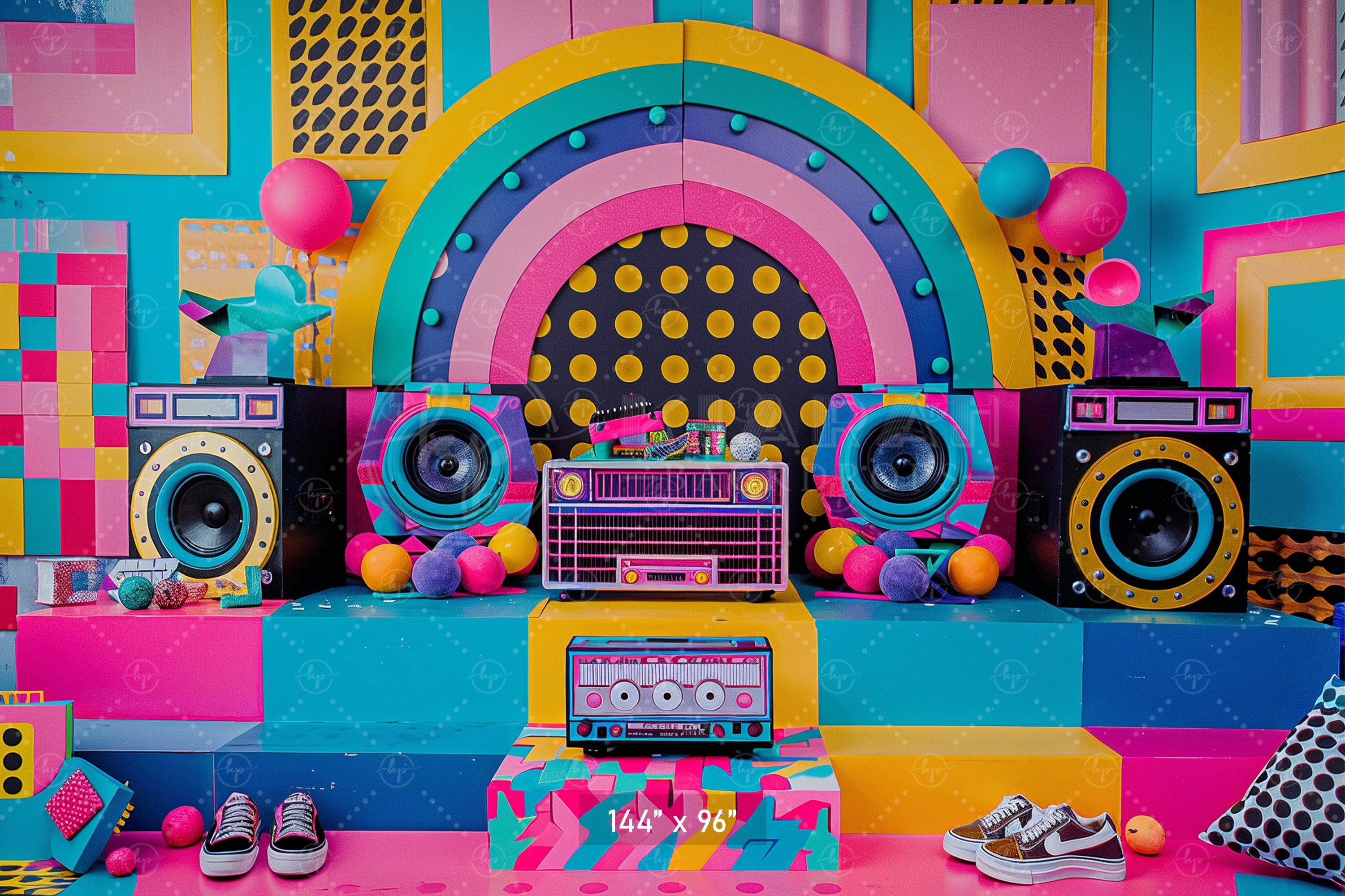 Retro Pop Party Vibes Backdrop