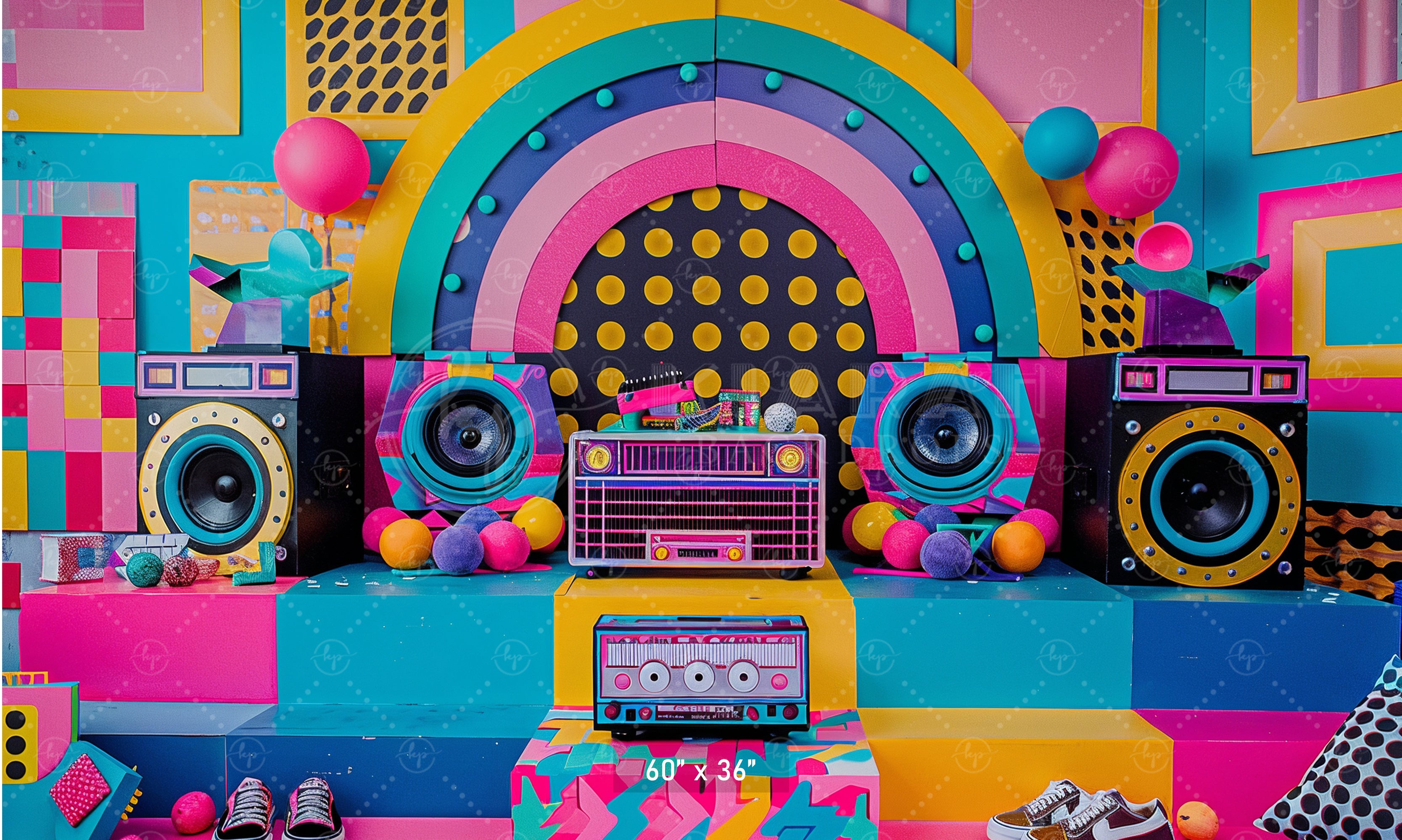 Retro Pop Party Vibes Backdrop