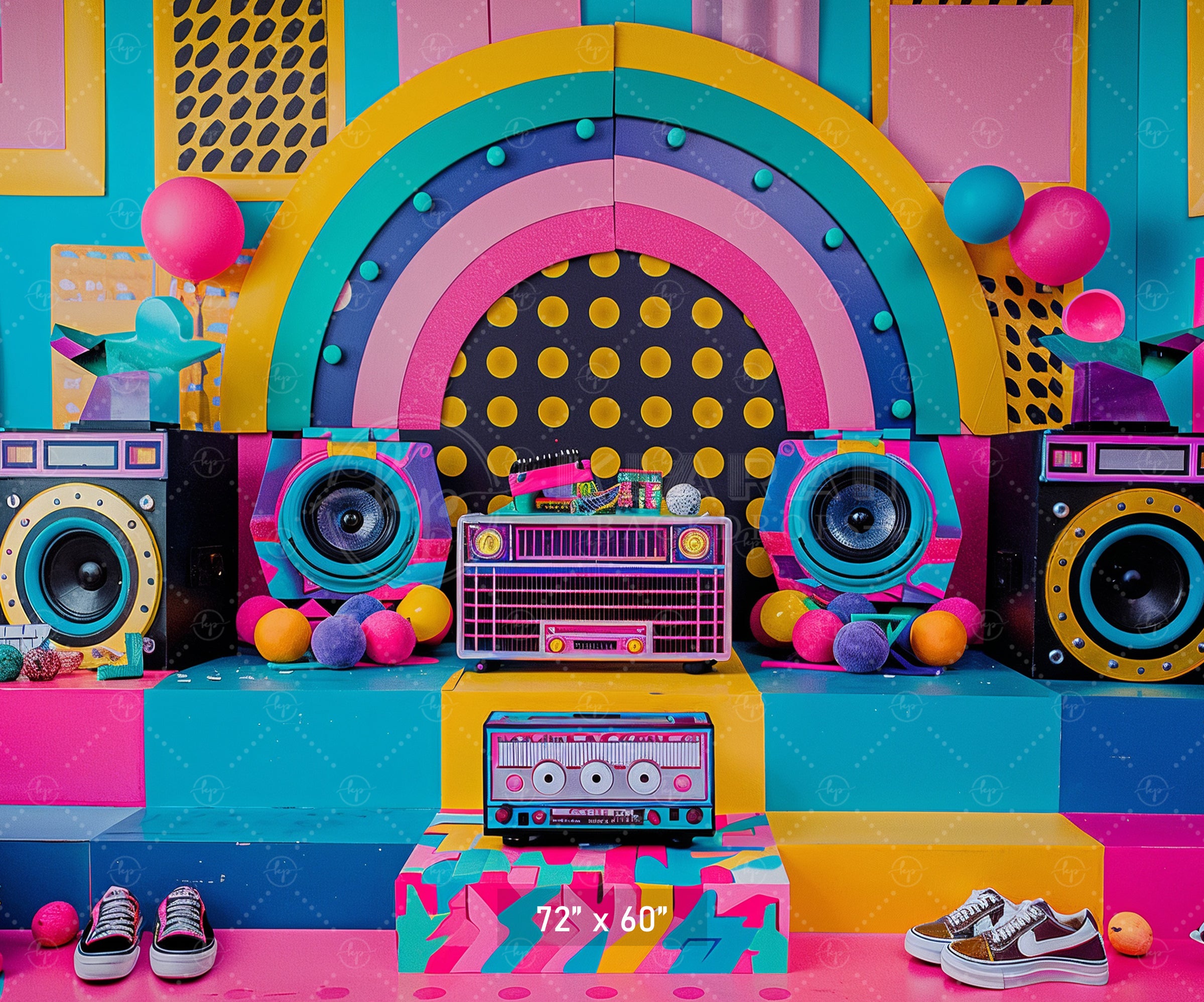 Retro Pop Party Vibes Backdrop