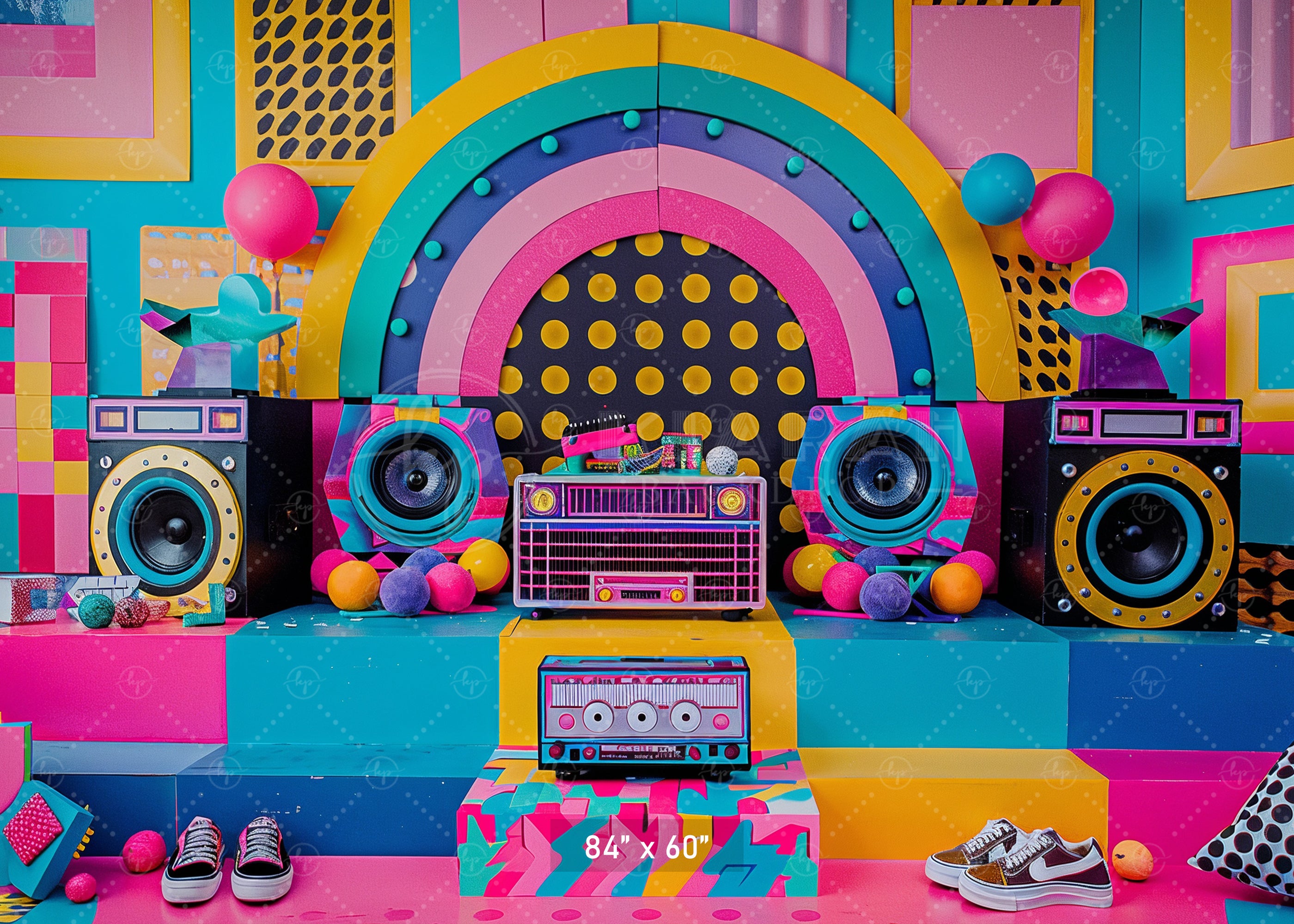 Retro Pop Party Vibes Backdrop