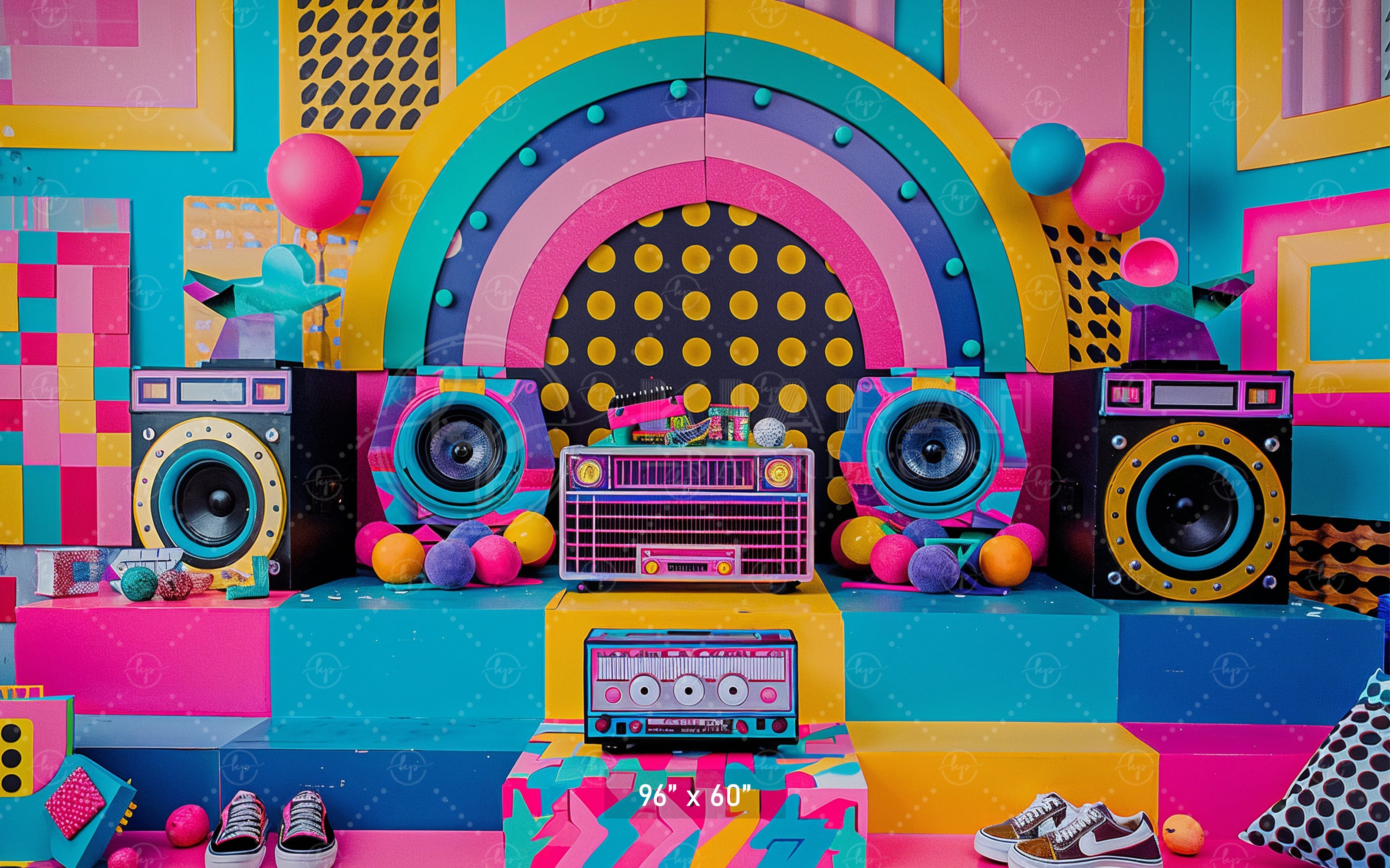 Retro Pop Party Vibes Backdrop