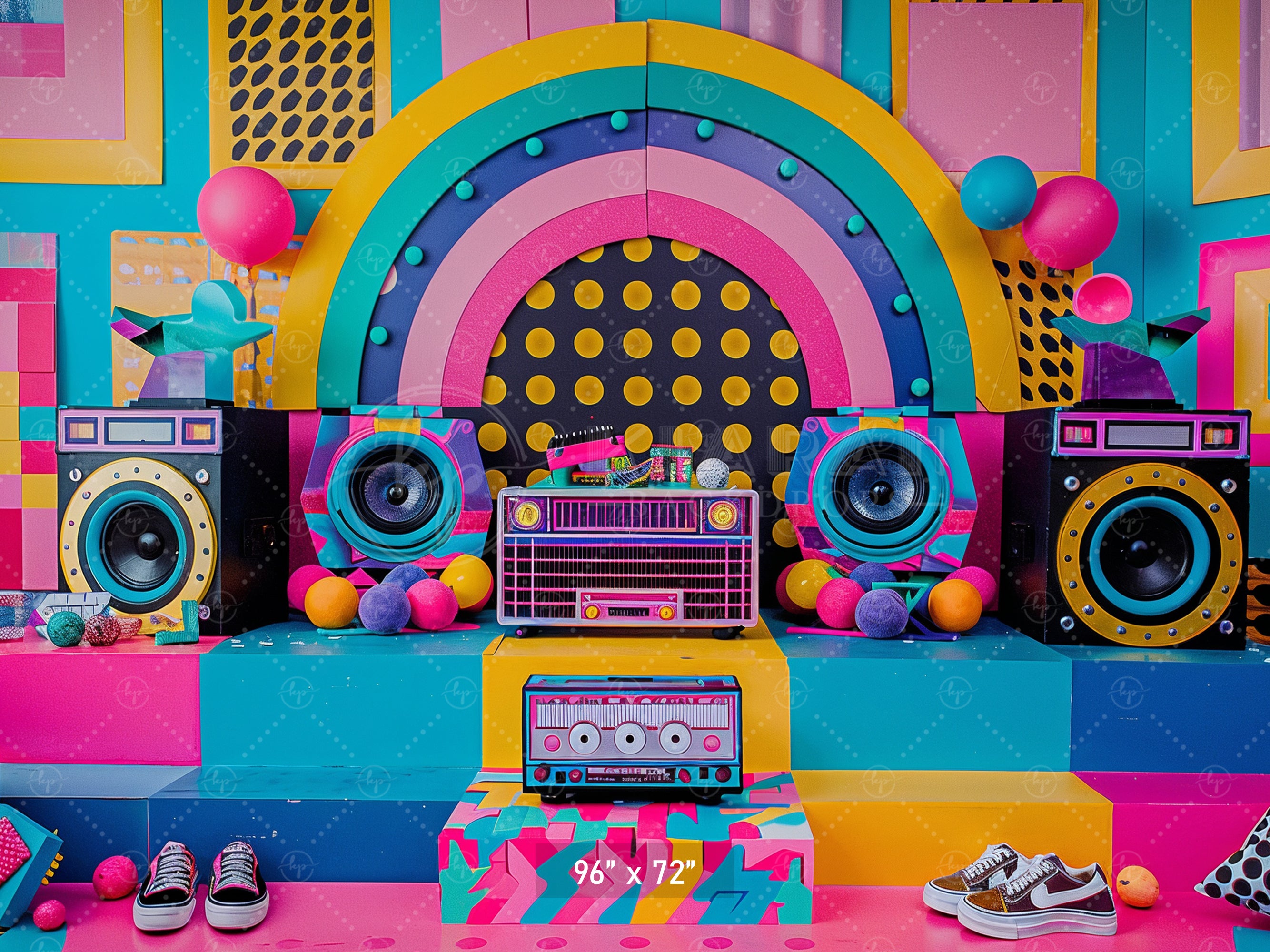 Retro Pop Party Vibes Backdrop