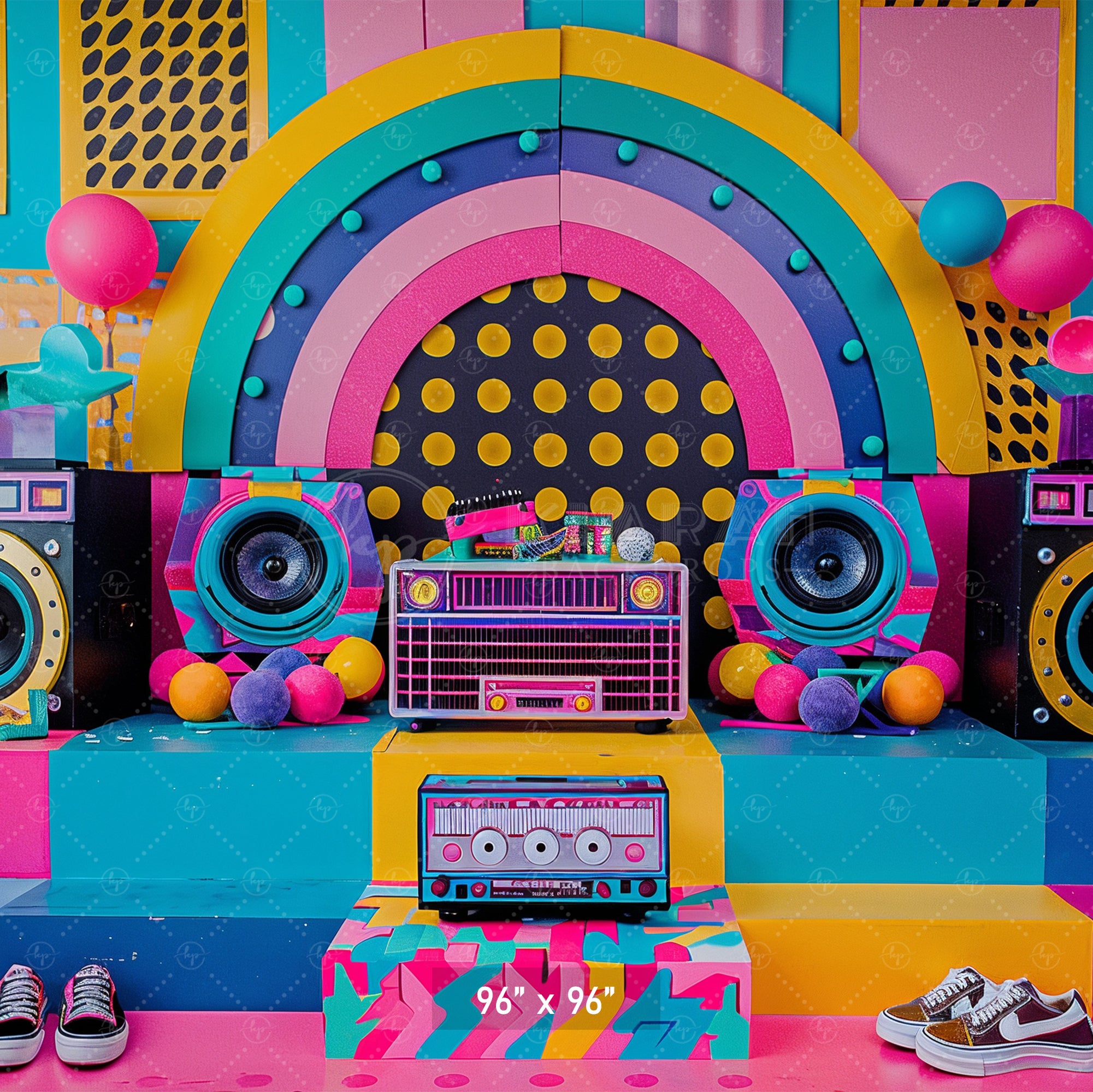 Retro Pop Party Vibes Backdrop