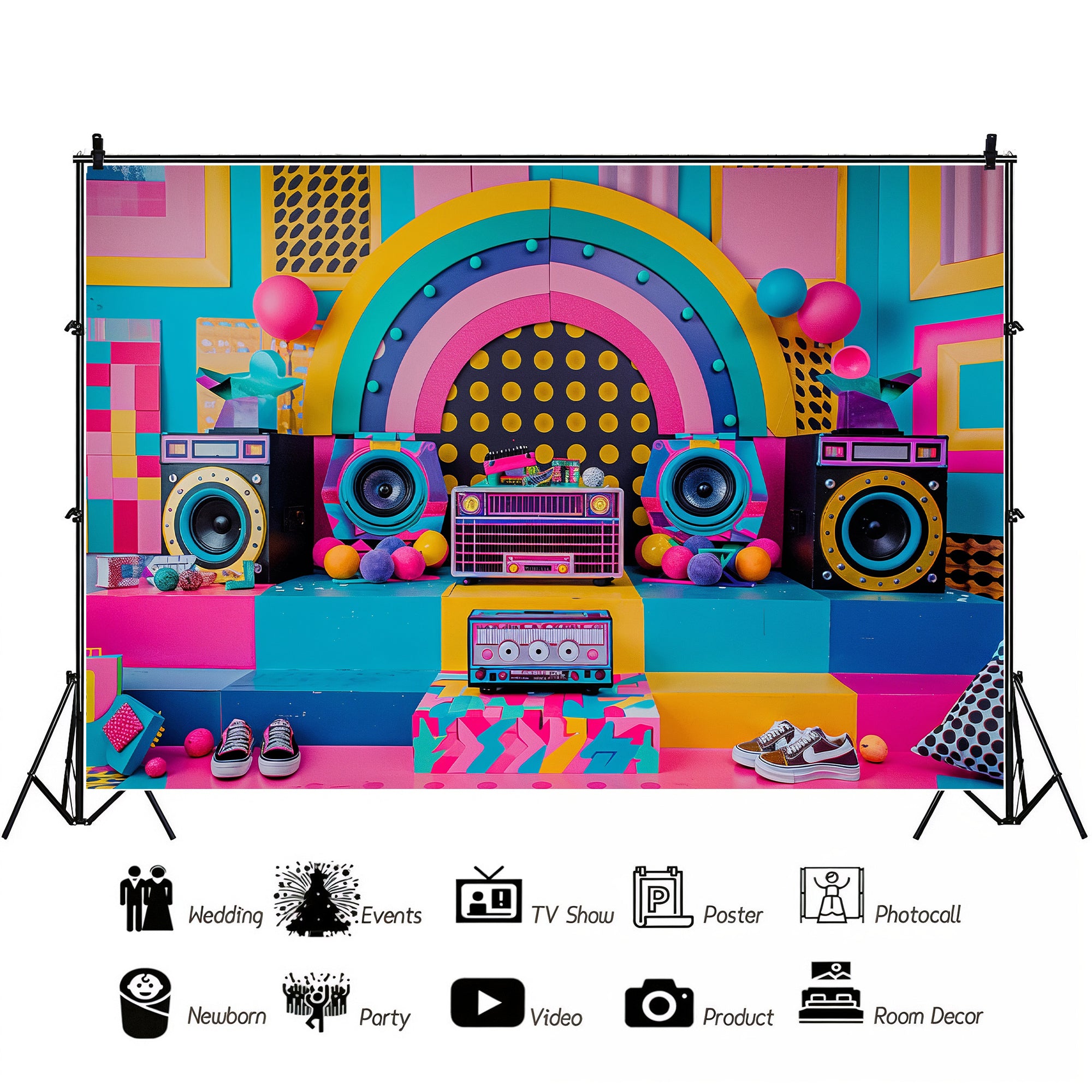 Retro Pop Party Vibes Backdrop