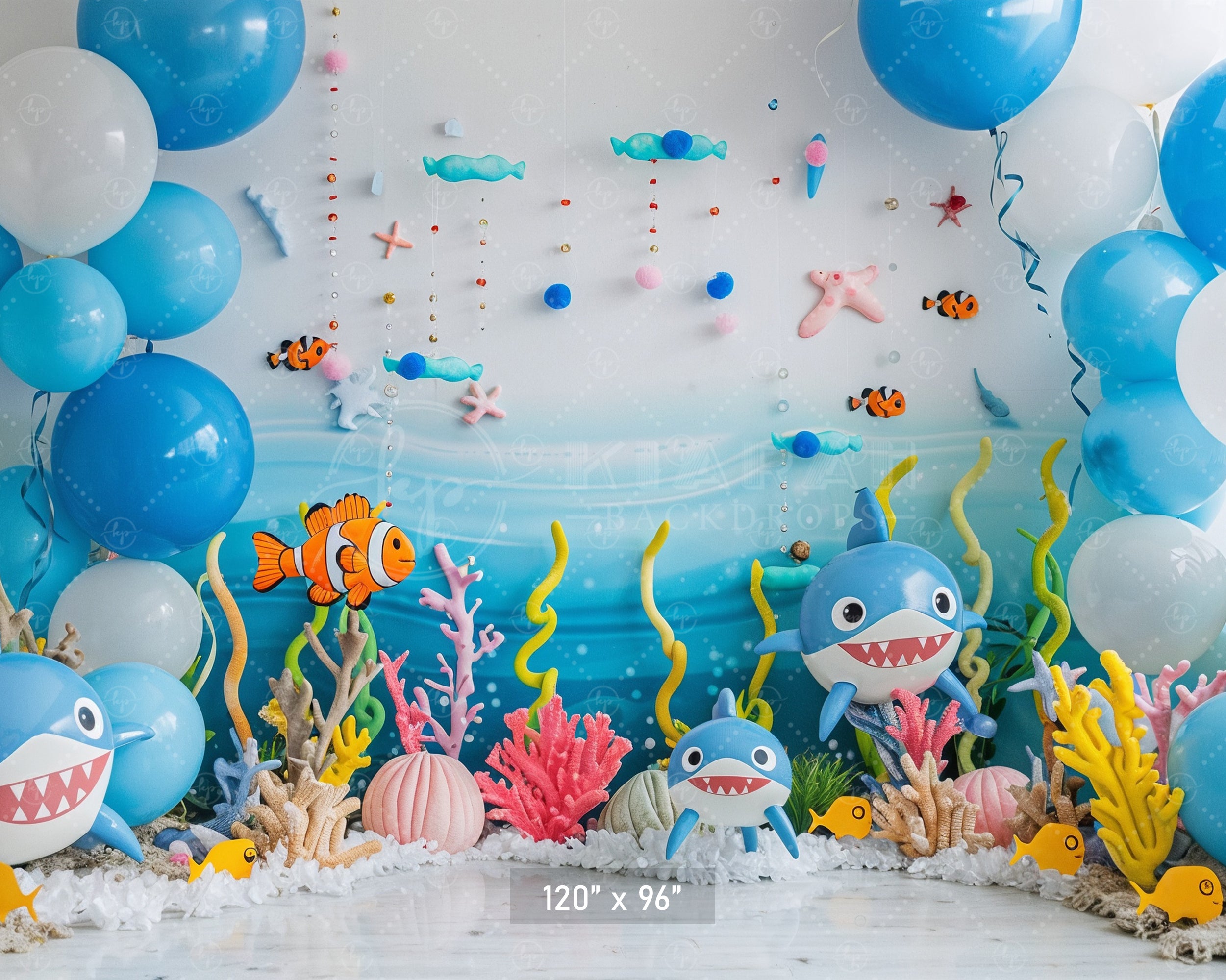 Underwater Adventure Shark Party Backdrop