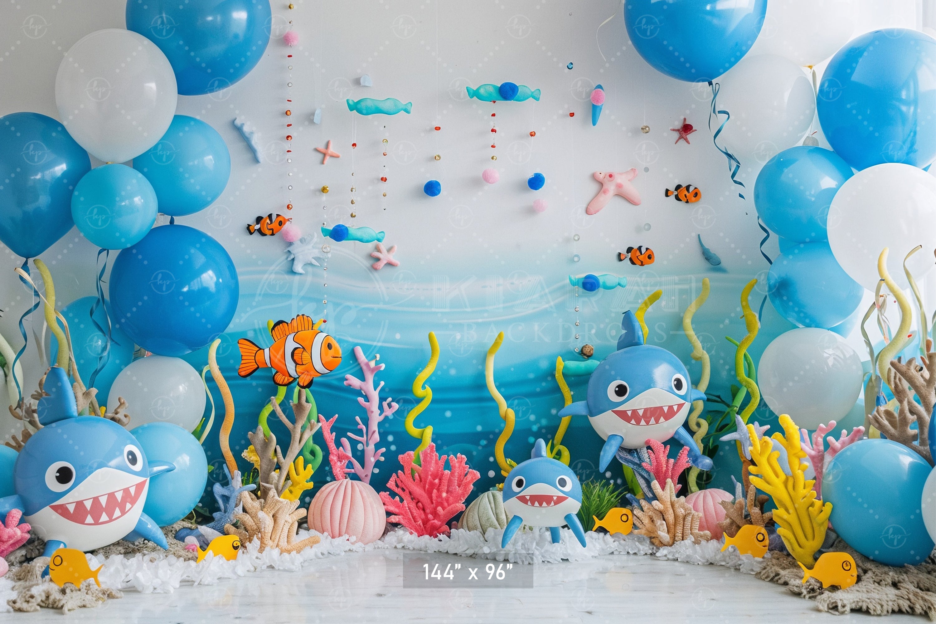 Underwater Adventure Shark Party Backdrop