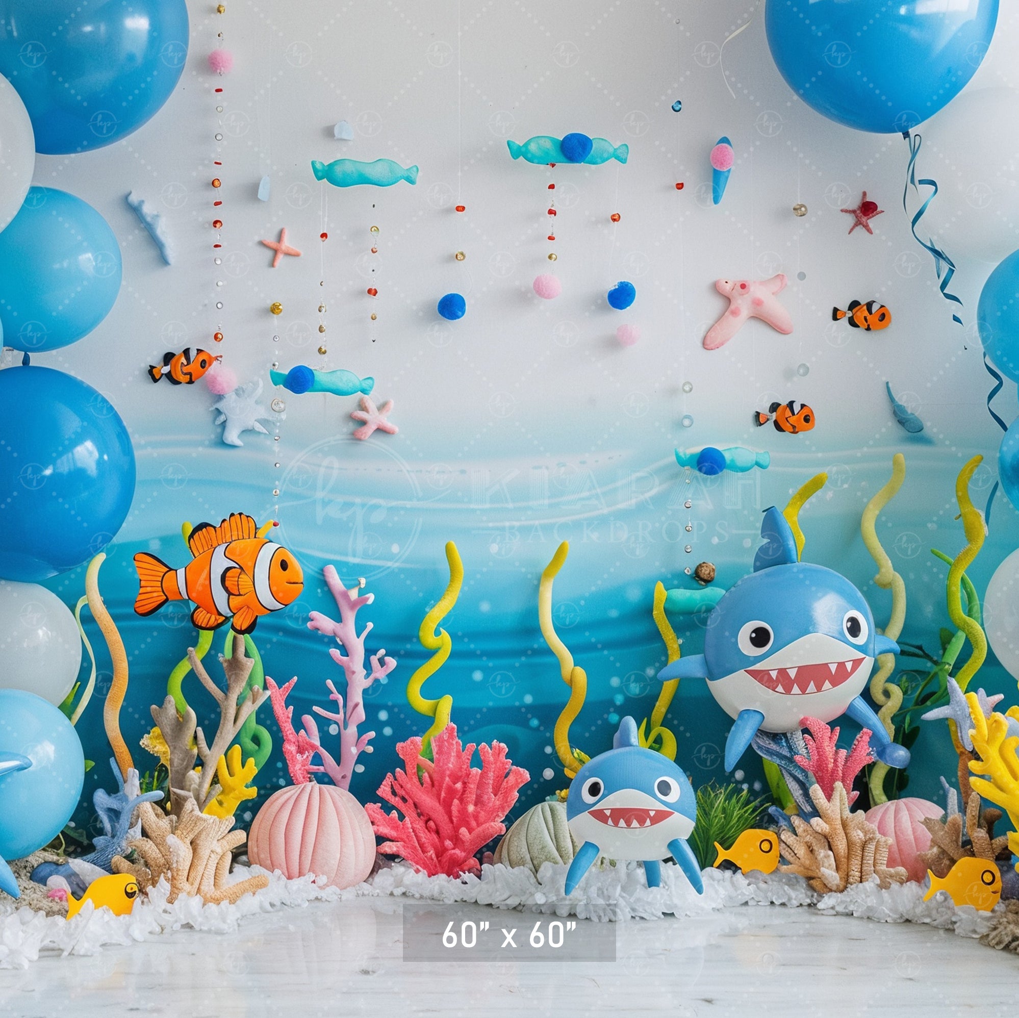 Underwater Adventure Shark Party Backdrop