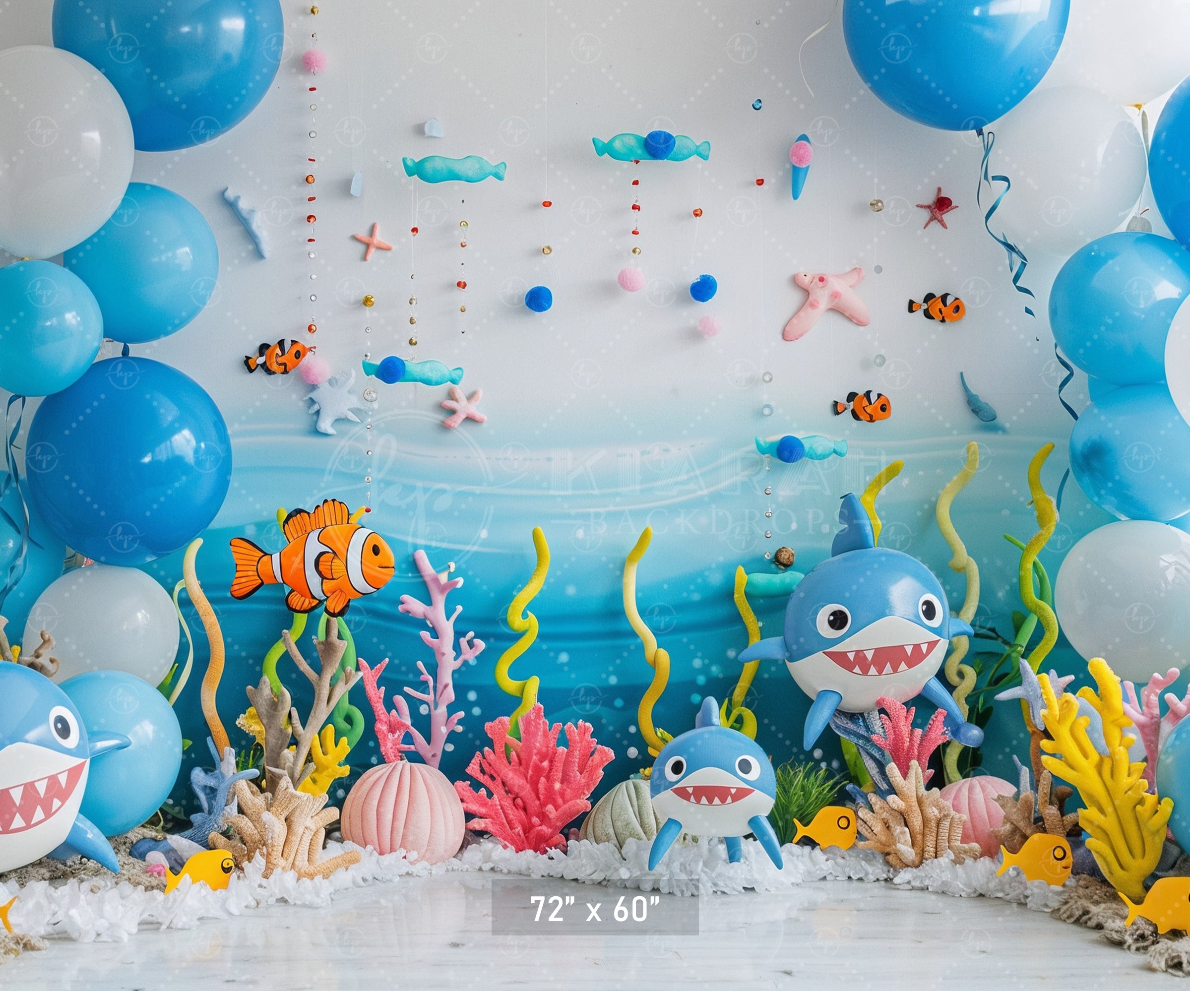Underwater Adventure Shark Party Backdrop