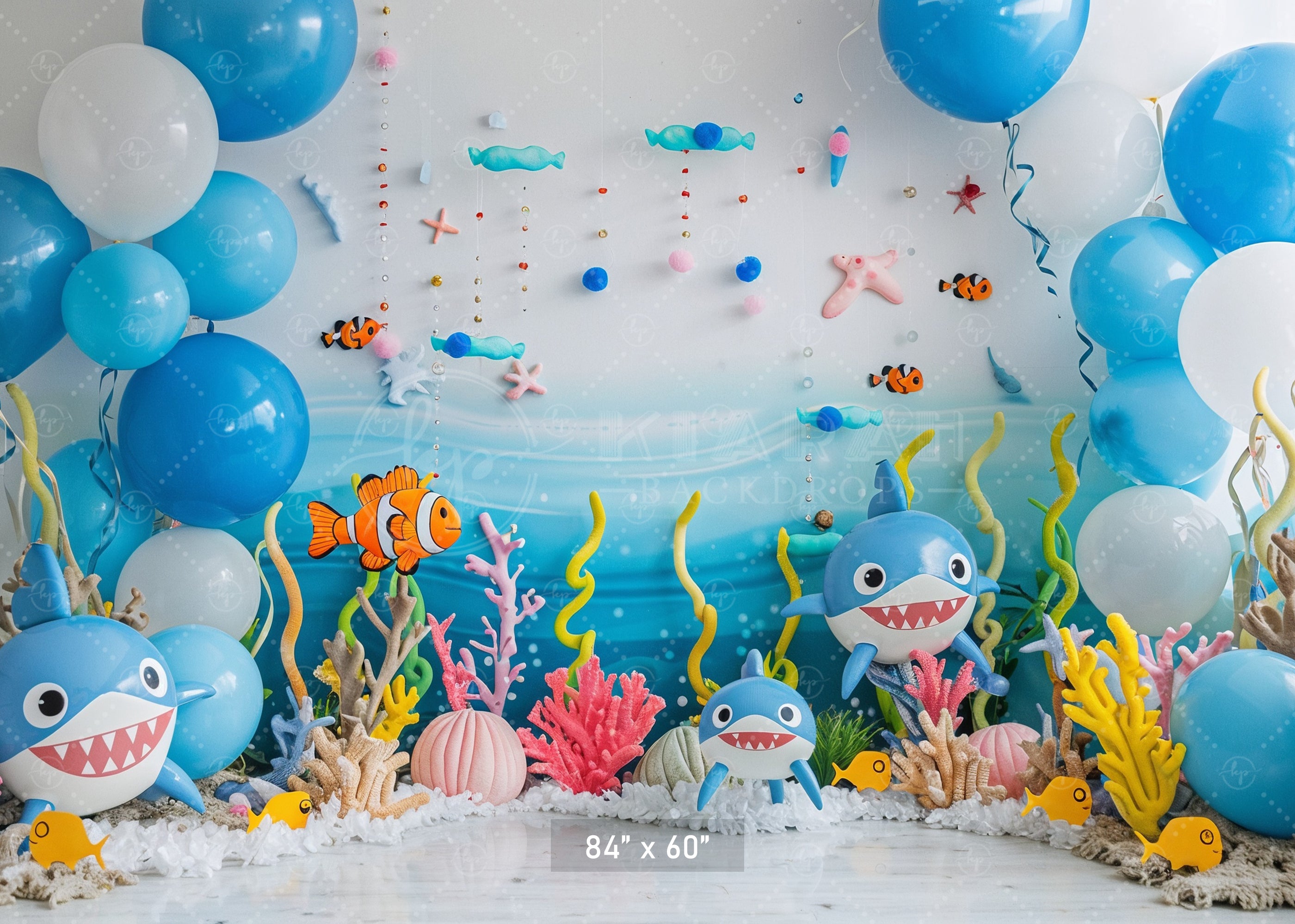 Underwater Adventure Shark Party Backdrop