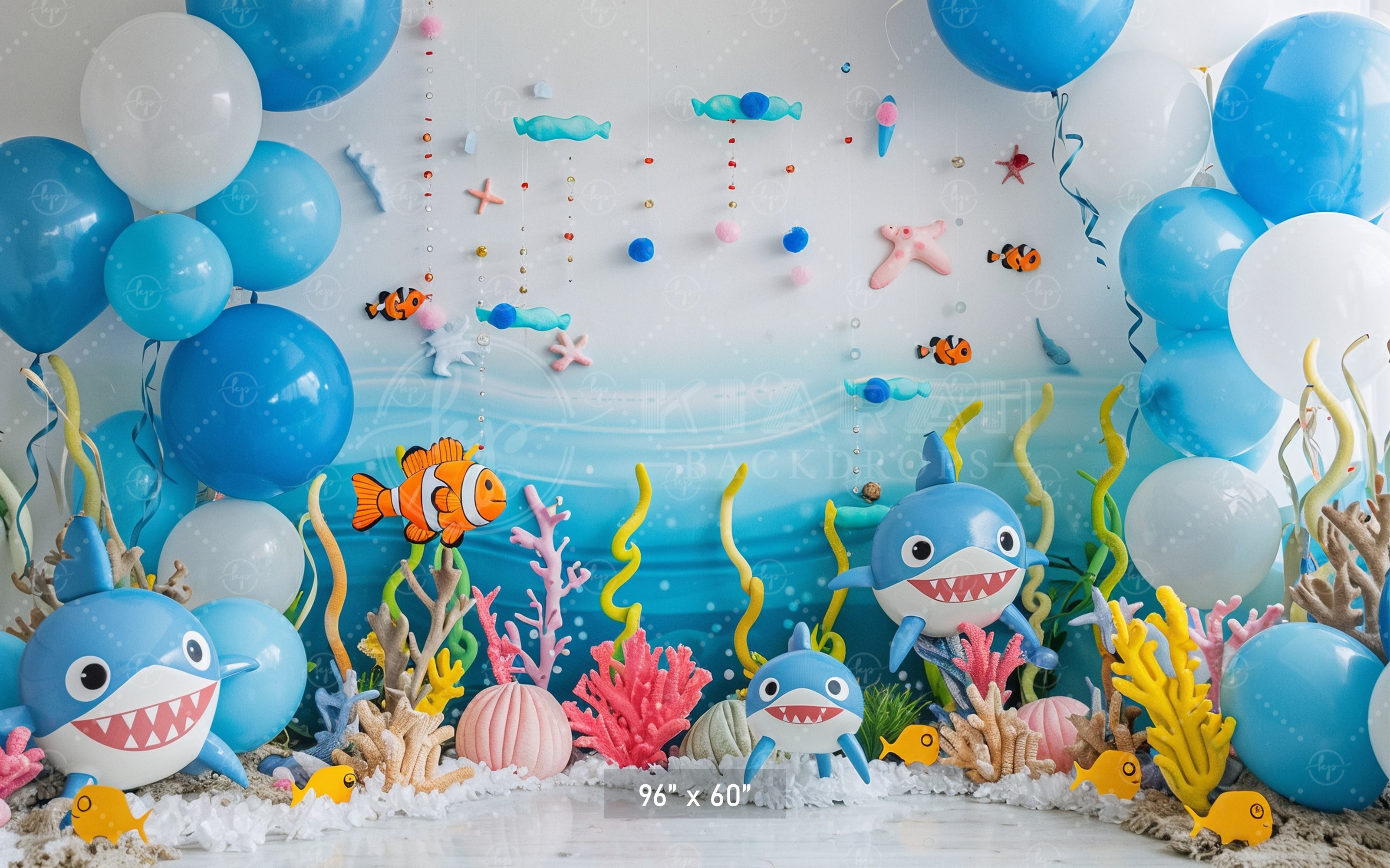 Underwater Adventure Shark Party Backdrop