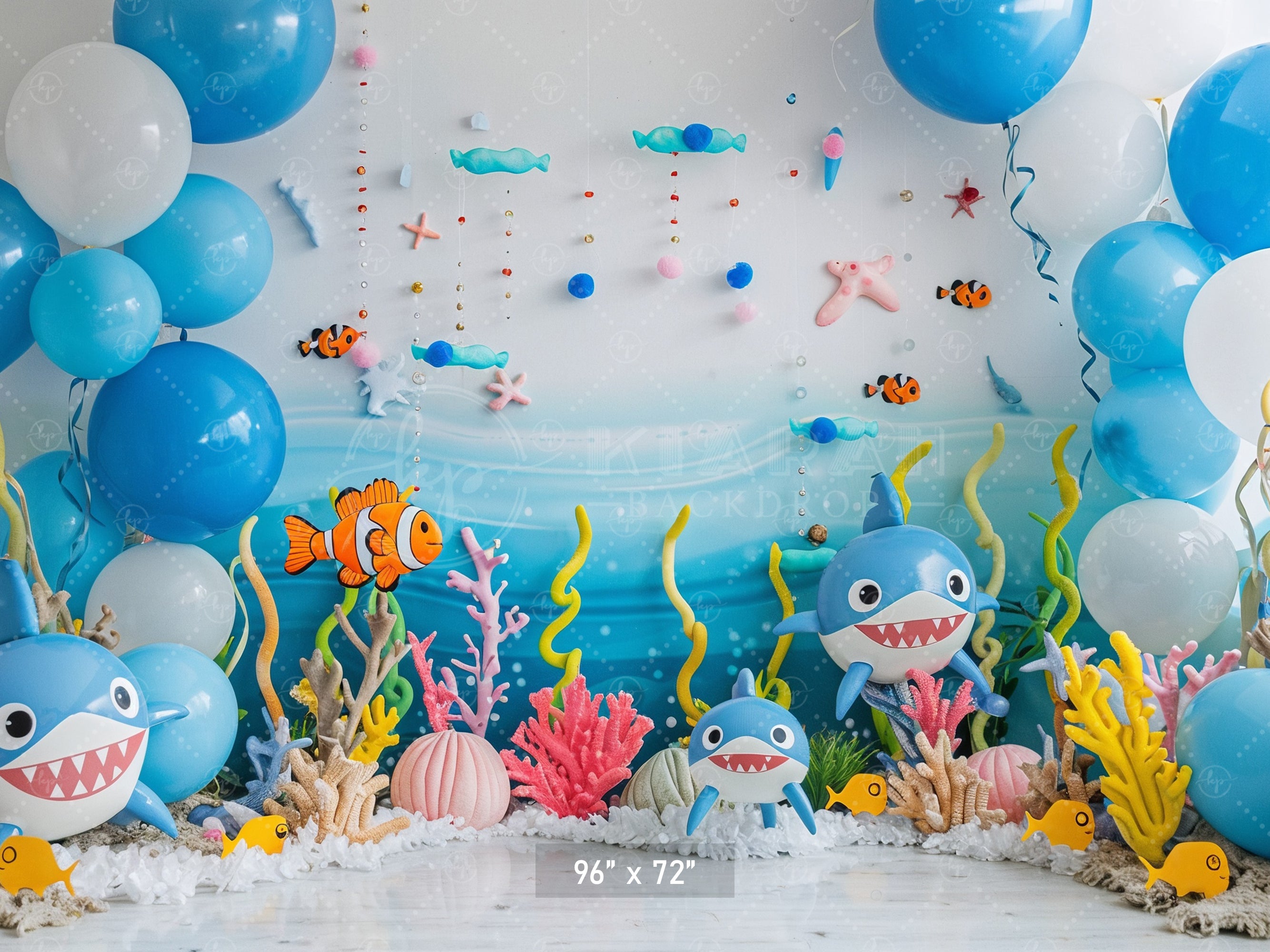 Underwater Adventure Shark Party Backdrop