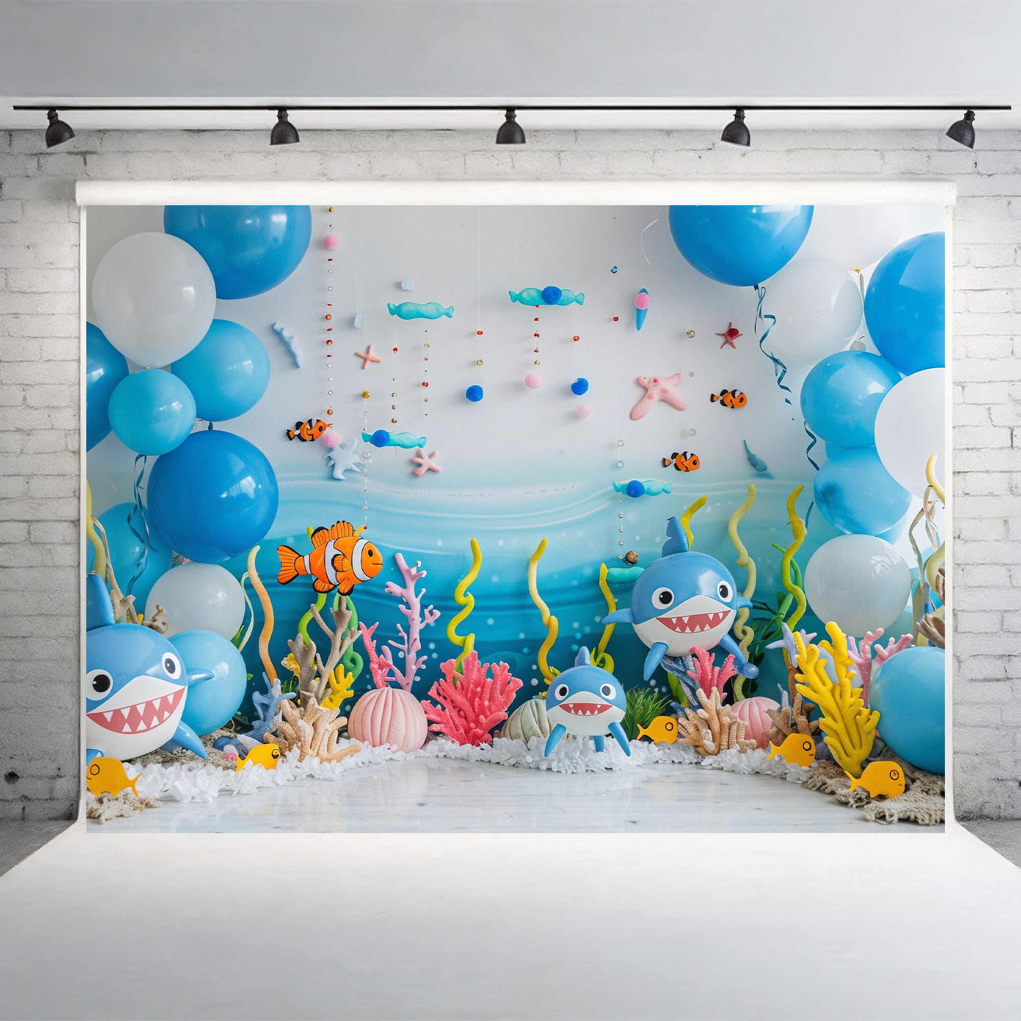 Underwater Adventure Shark Party Backdrop