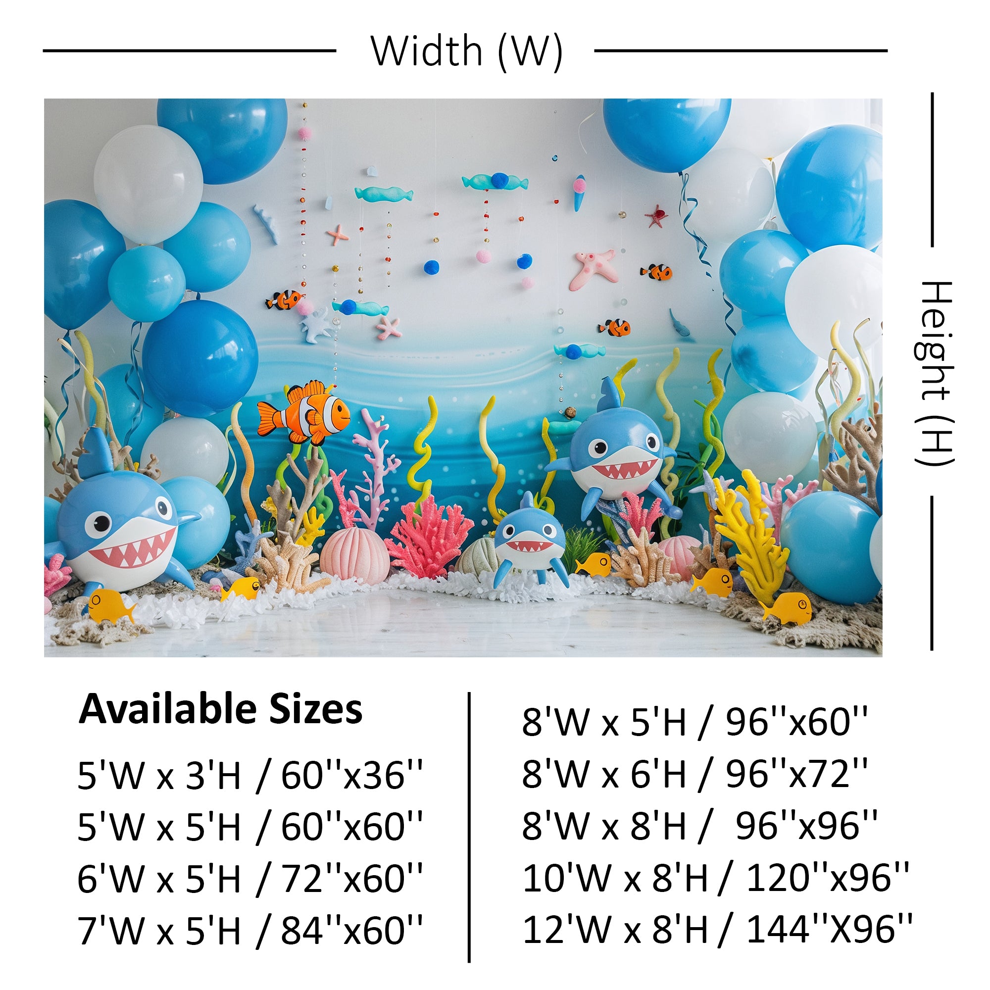Underwater Adventure Shark Party Backdrop