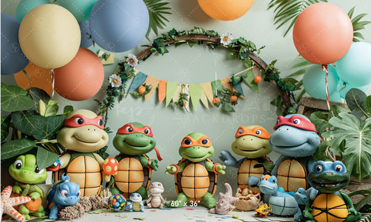 Turtle Adventure Party Scene Backdrop