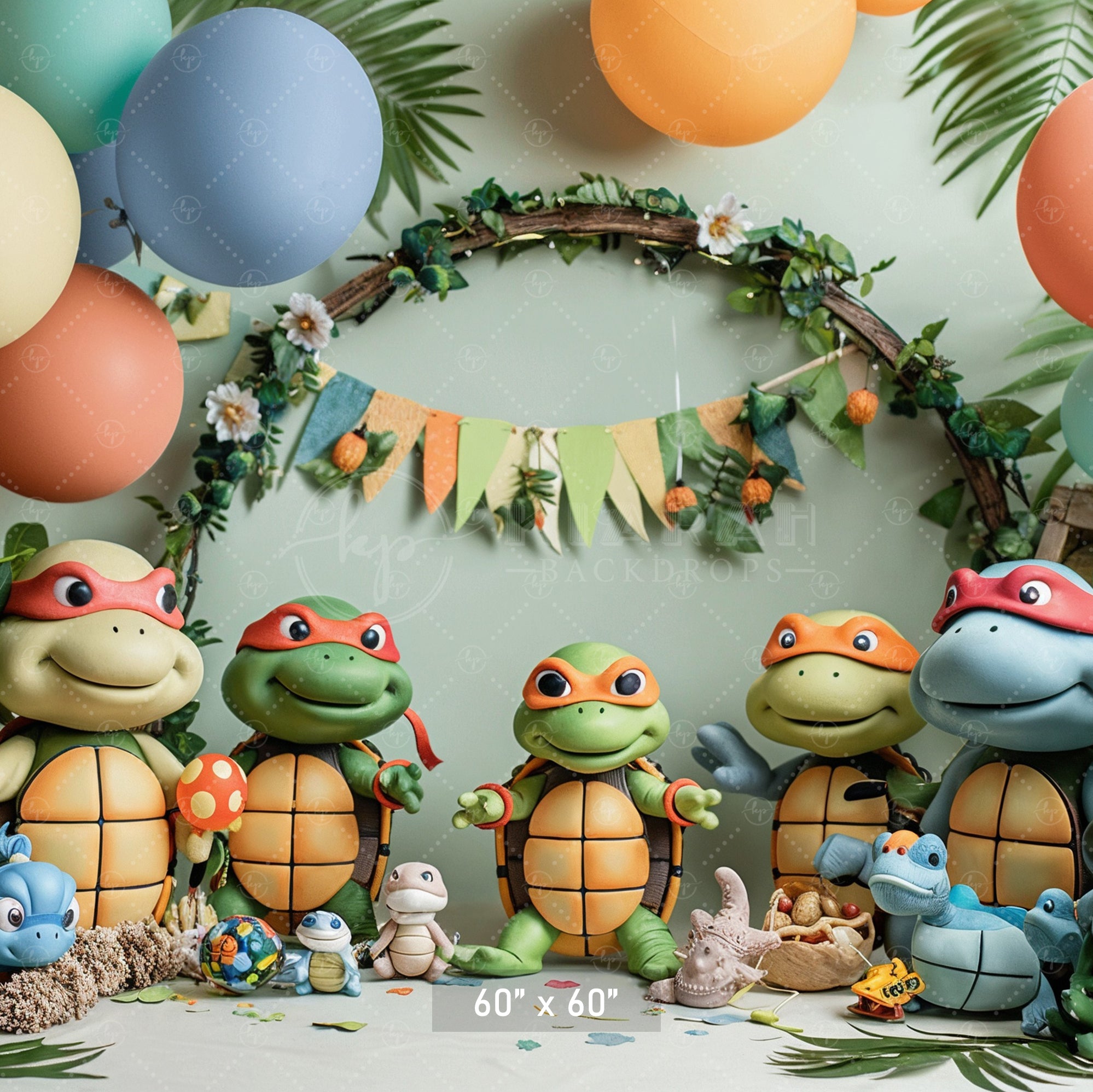 Turtle Adventure Party Scene Backdrop