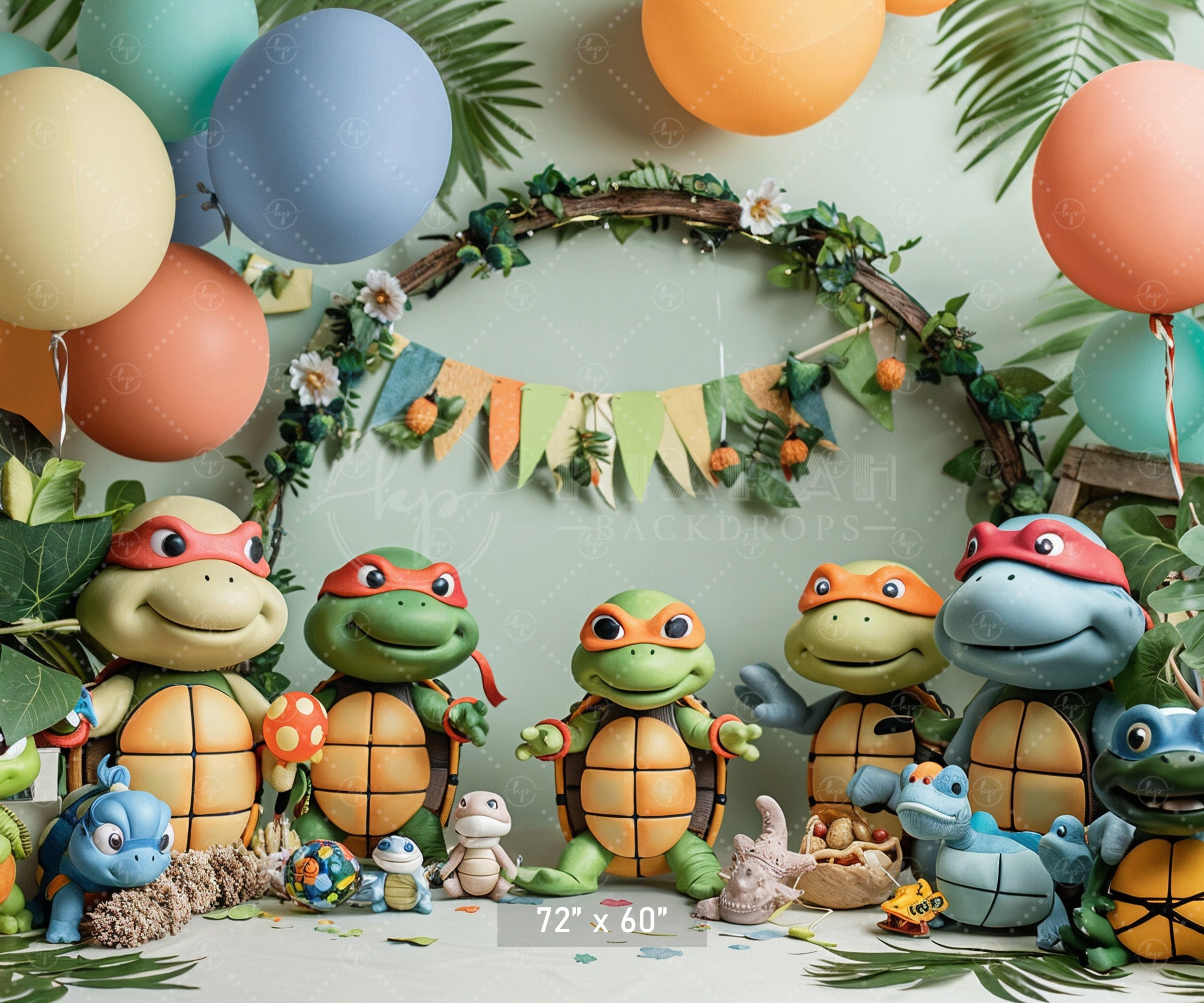Turtle Adventure Party Scene Backdrop