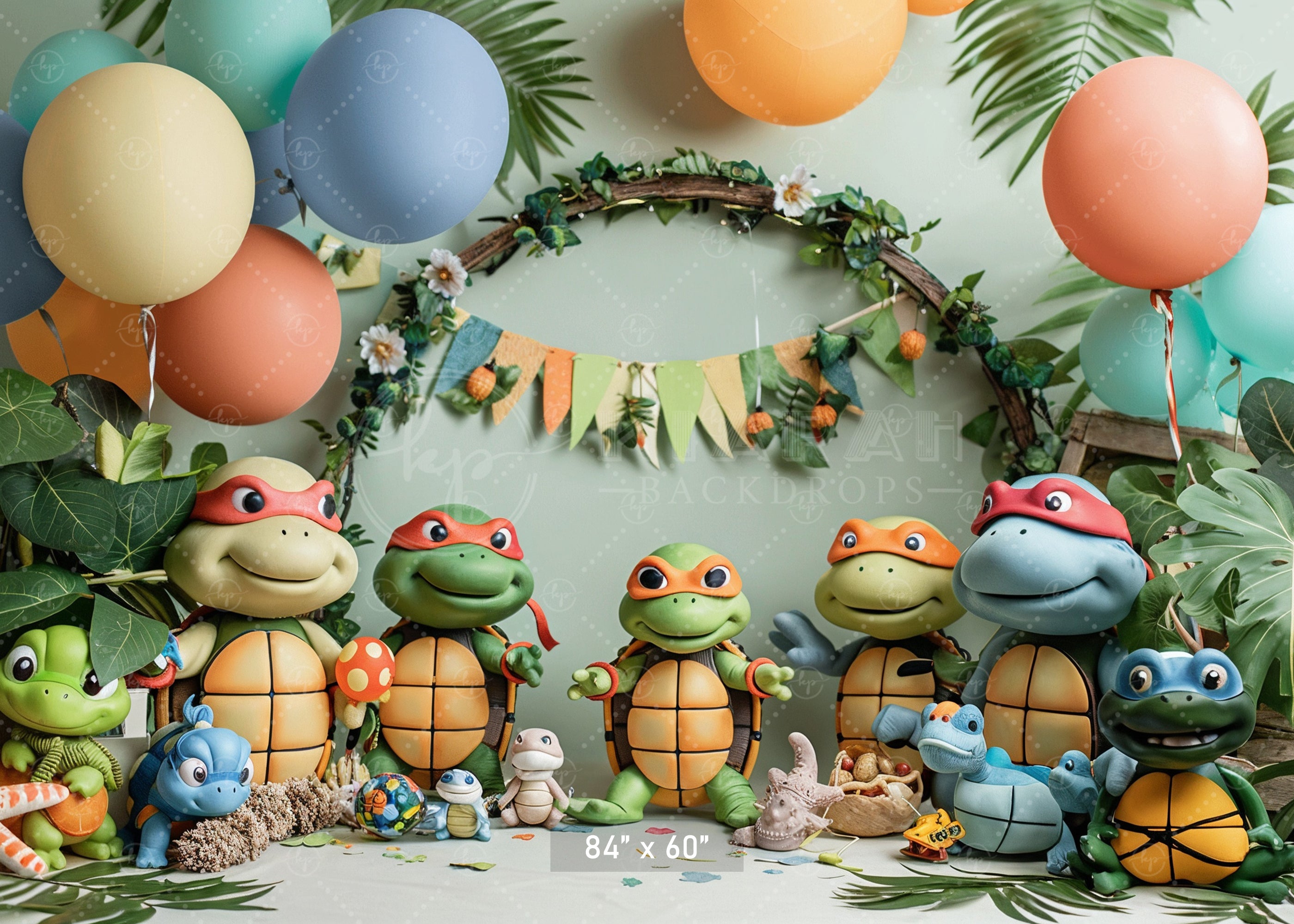 Turtle Adventure Party Scene Backdrop