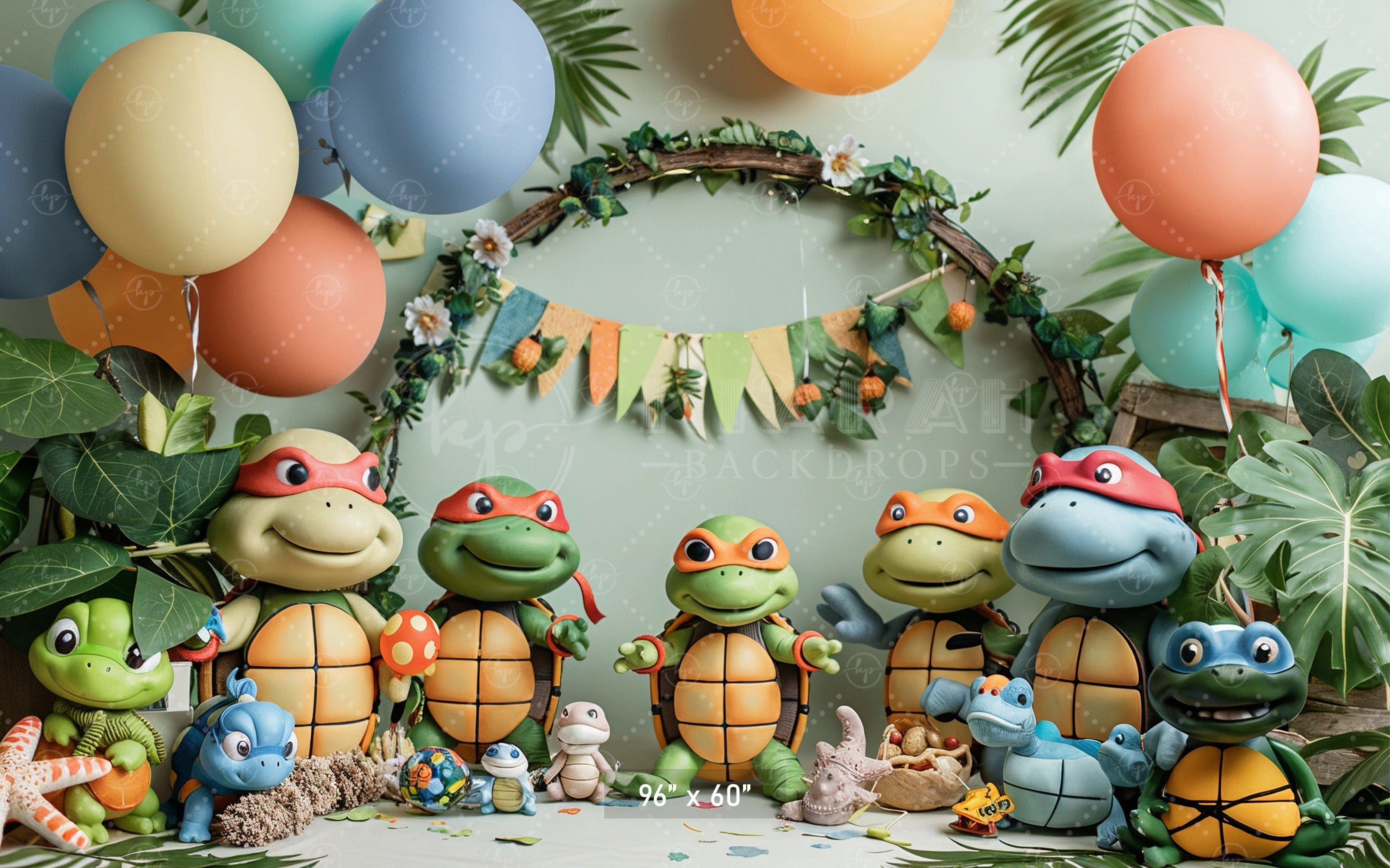 Turtle Adventure Party Scene Backdrop