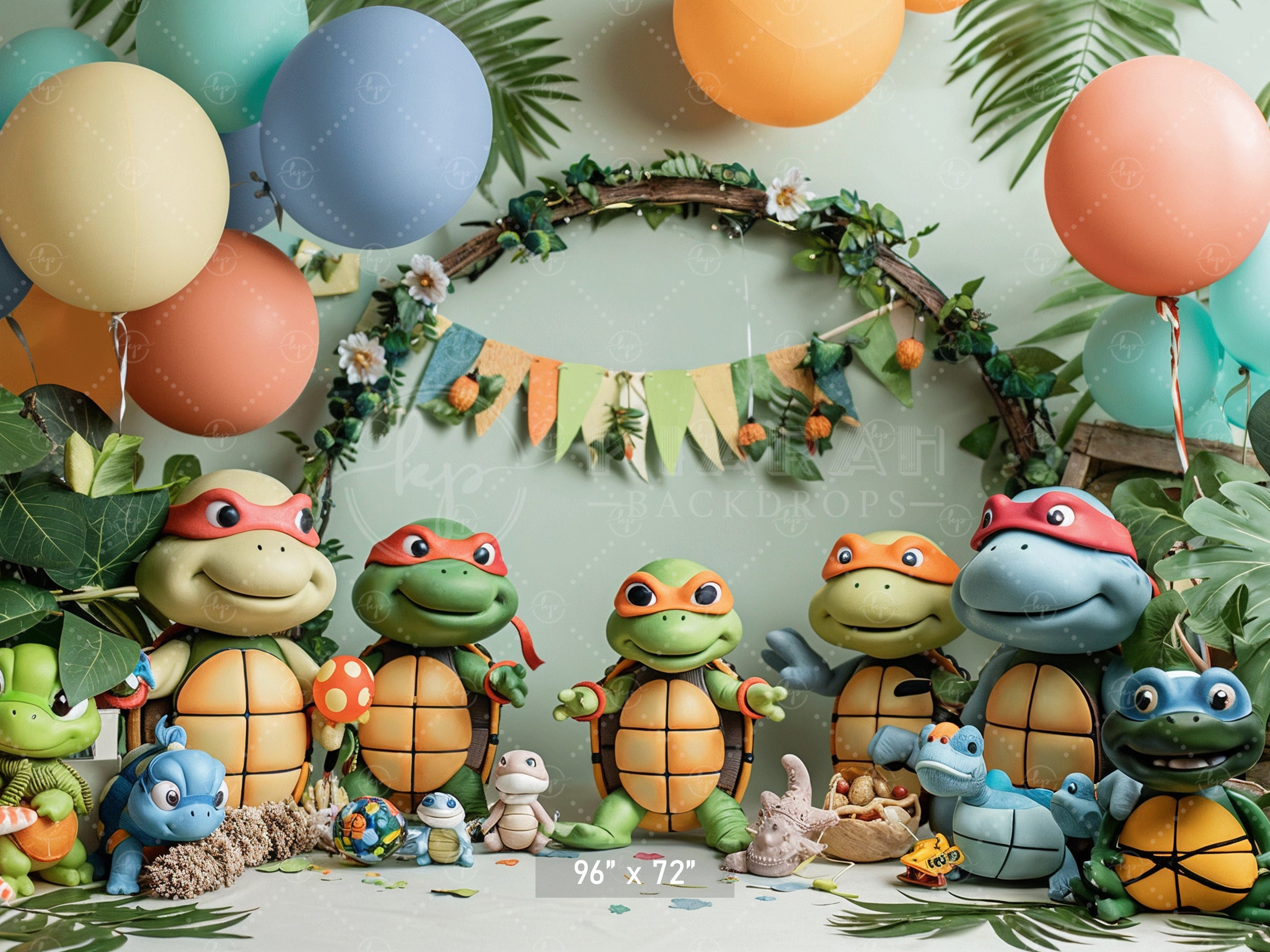 Turtle Adventure Party Scene Backdrop