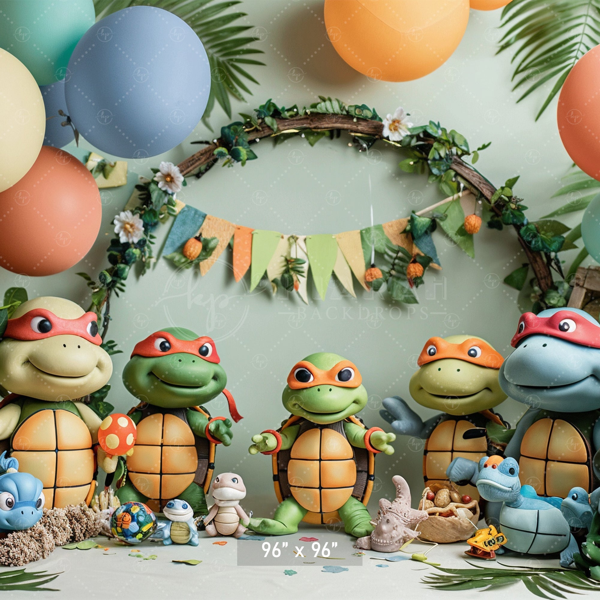 Turtle Adventure Party Scene Backdrop