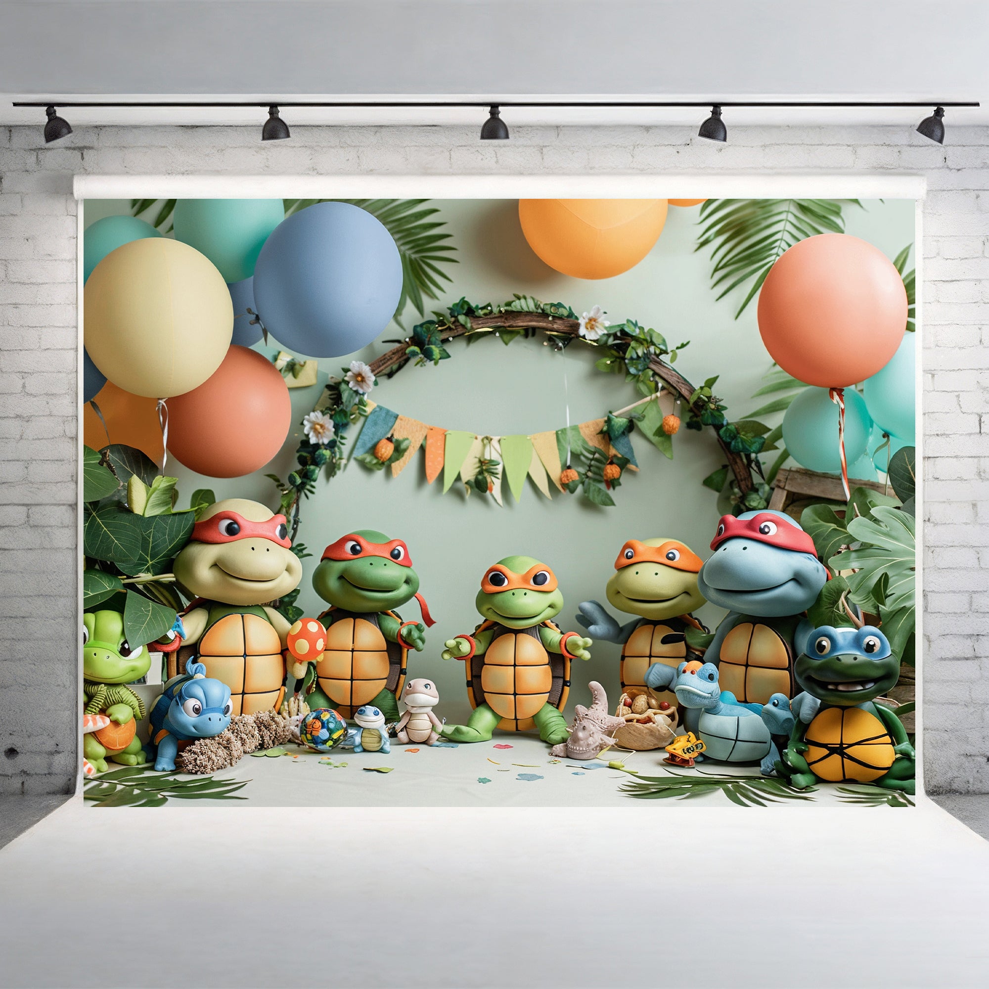 Turtle Adventure Party Scene Backdrop