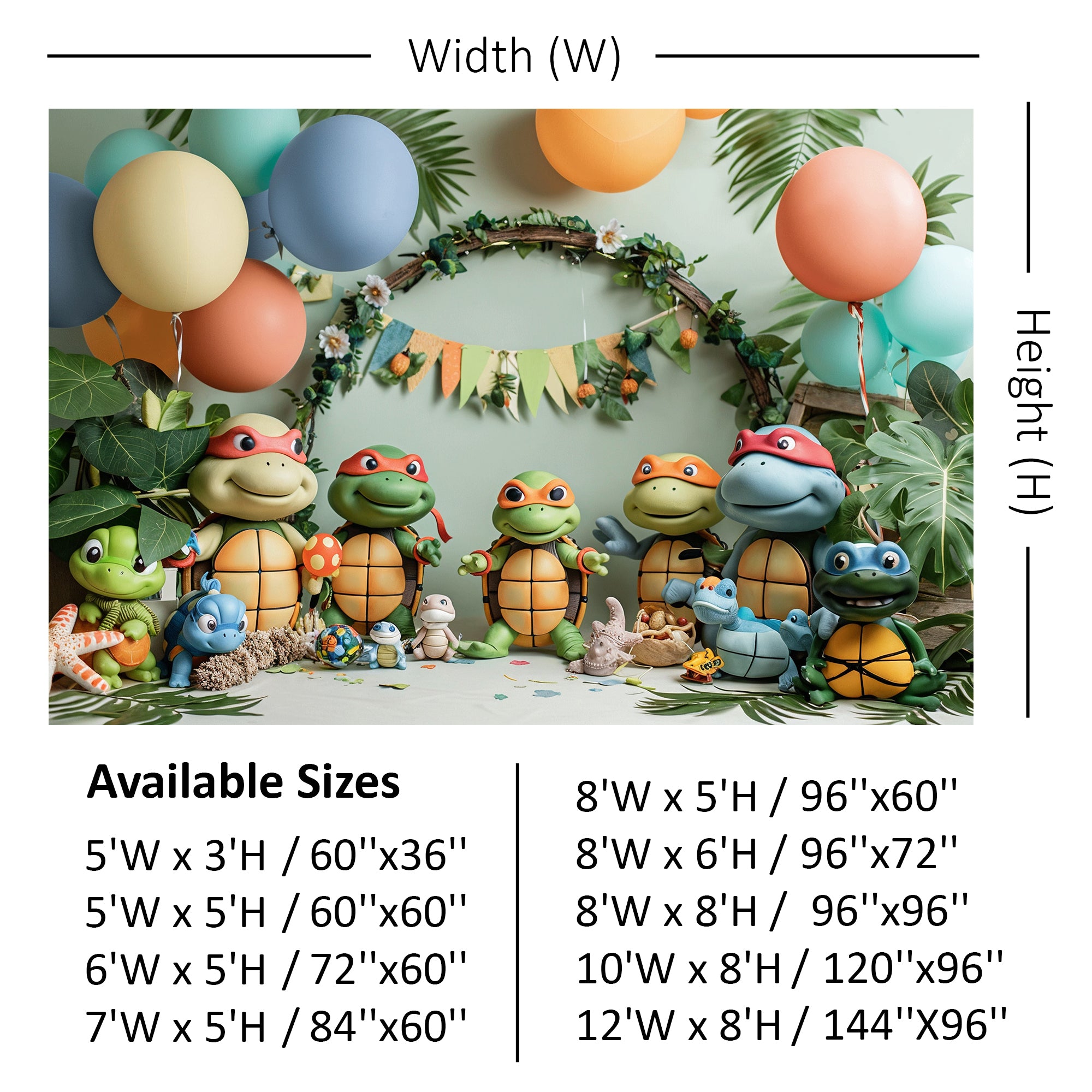 Turtle Adventure Party Scene Backdrop