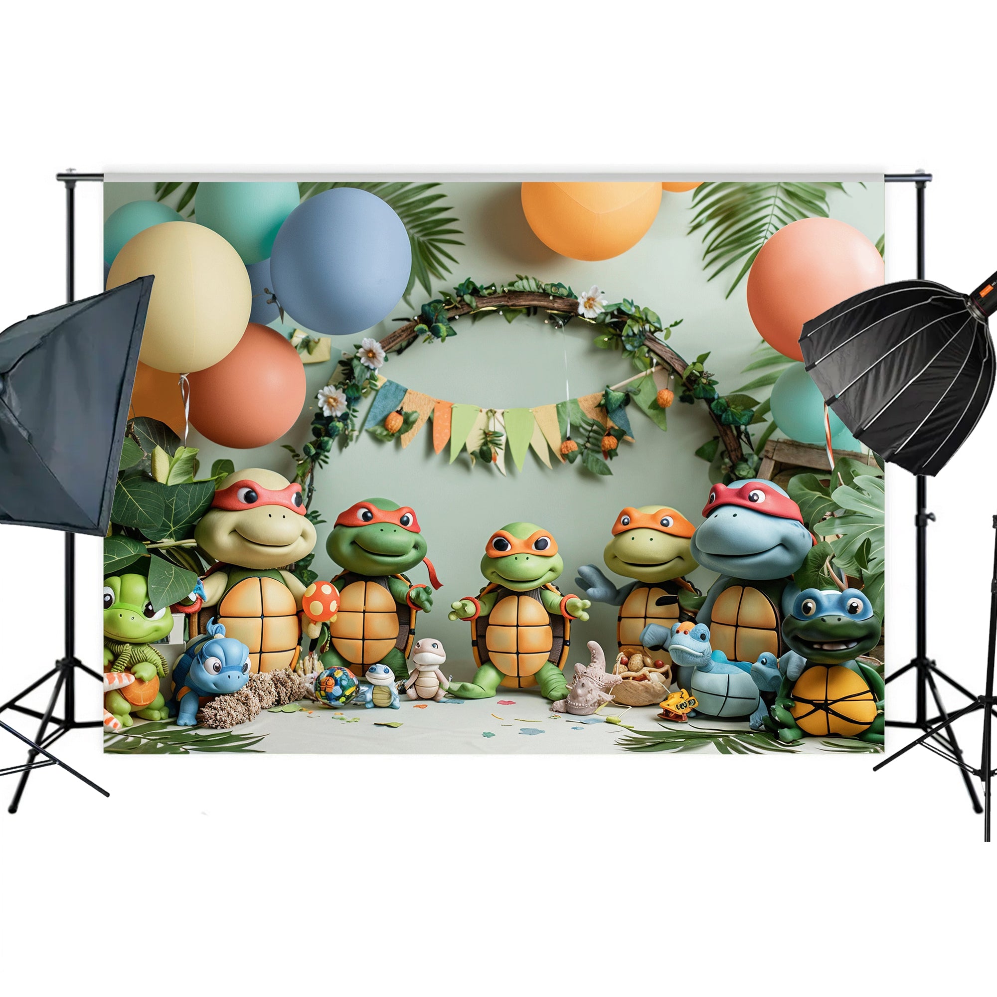 Turtle Adventure Party Scene Backdrop