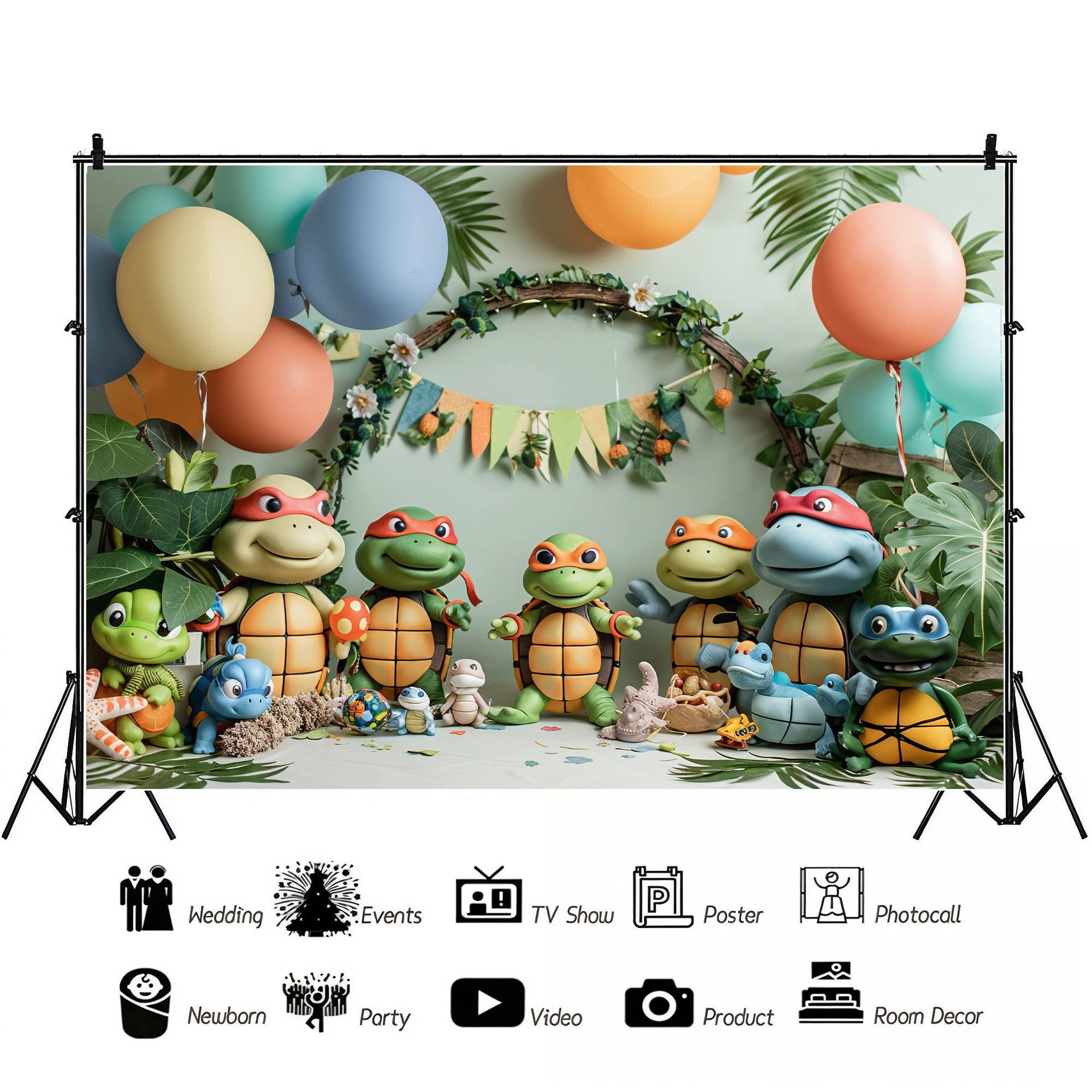 Turtle Adventure Party Scene Backdrop