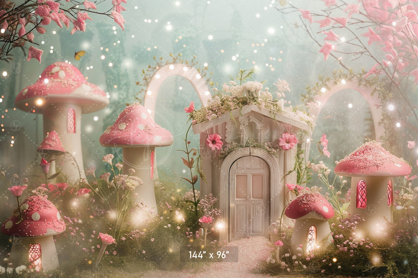 Fairy Tale Mushroom Cottage Backdrop