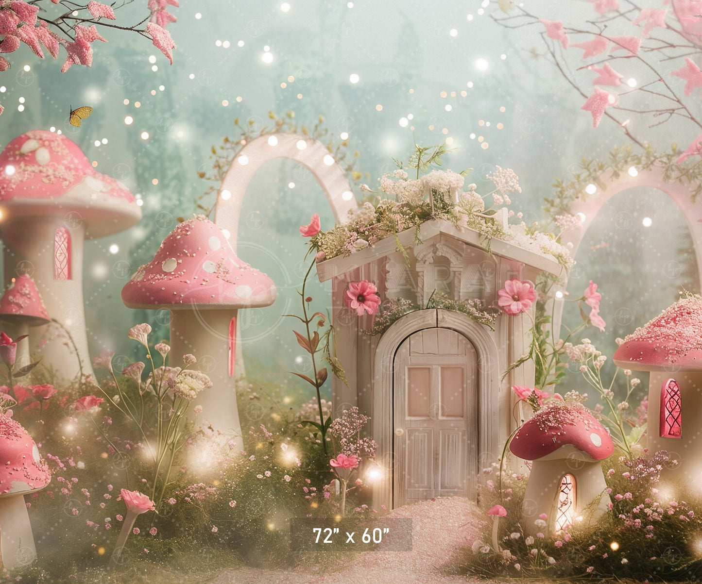 Fairy Tale Mushroom Cottage Backdrop