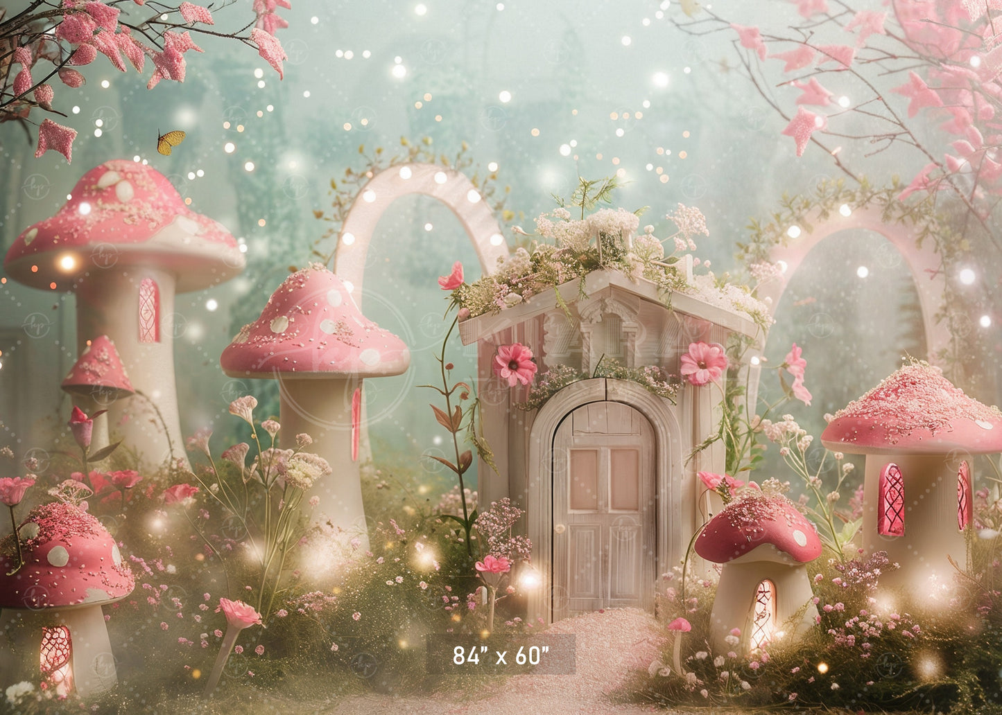 Fairy Tale Mushroom Cottage Backdrop