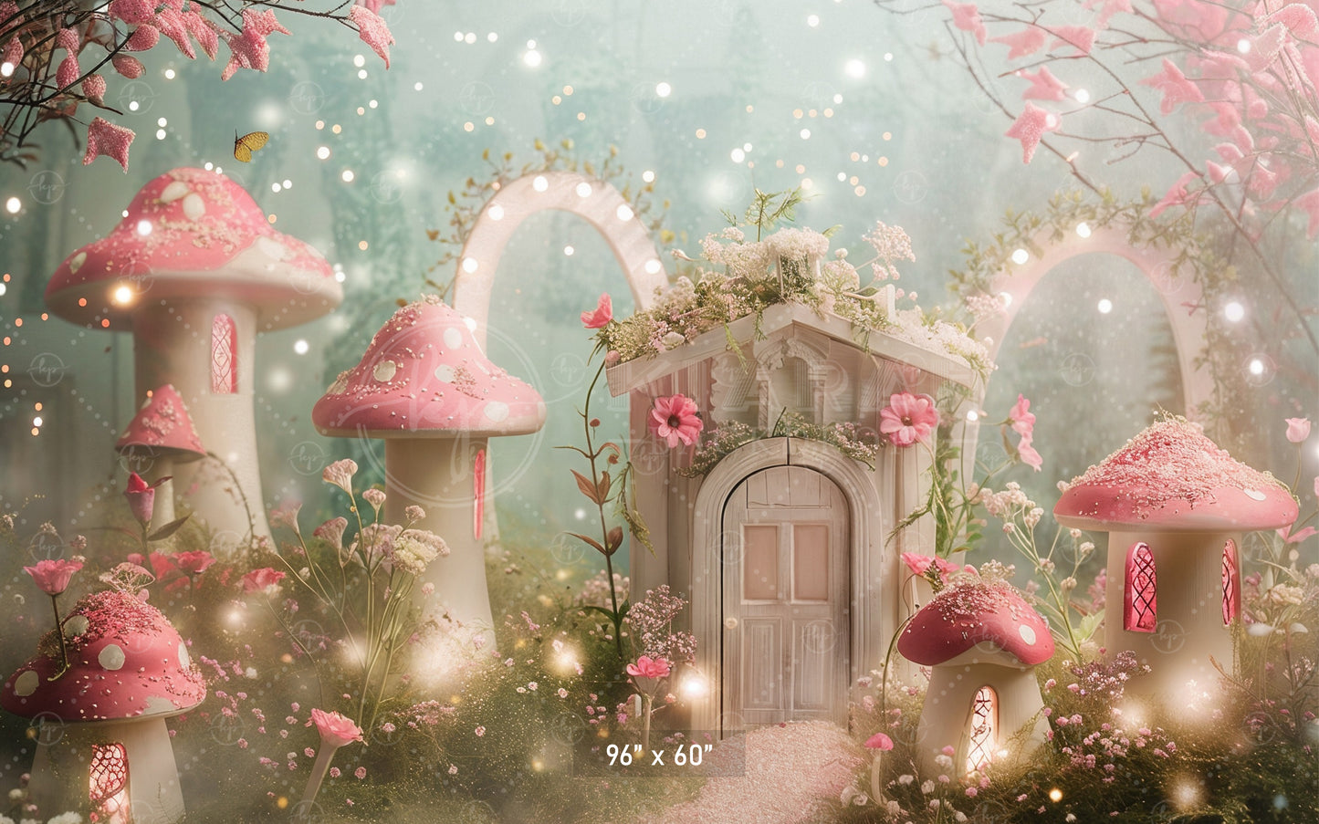 Fairy Tale Mushroom Cottage Backdrop