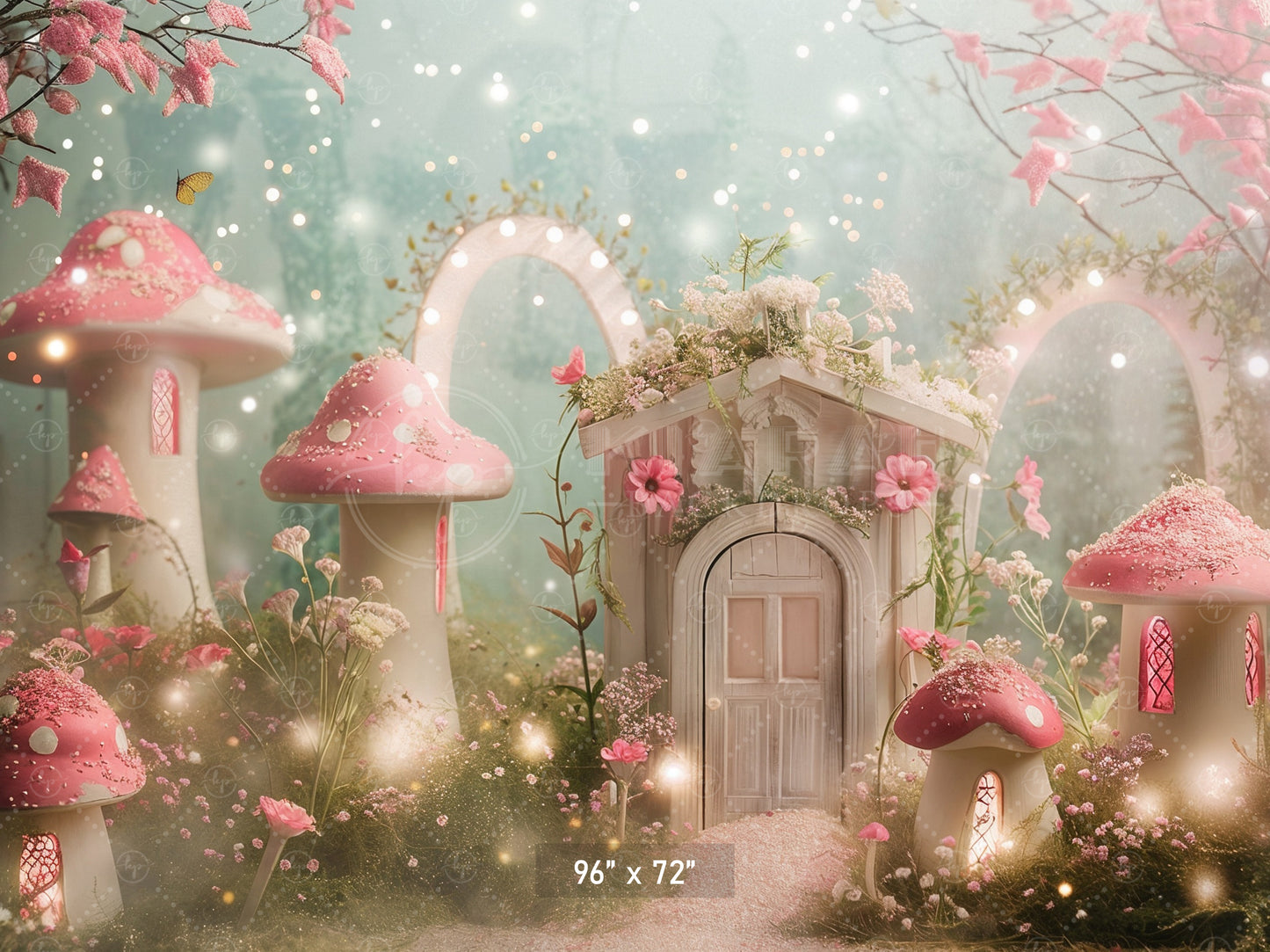 Fairy Tale Mushroom Cottage Backdrop