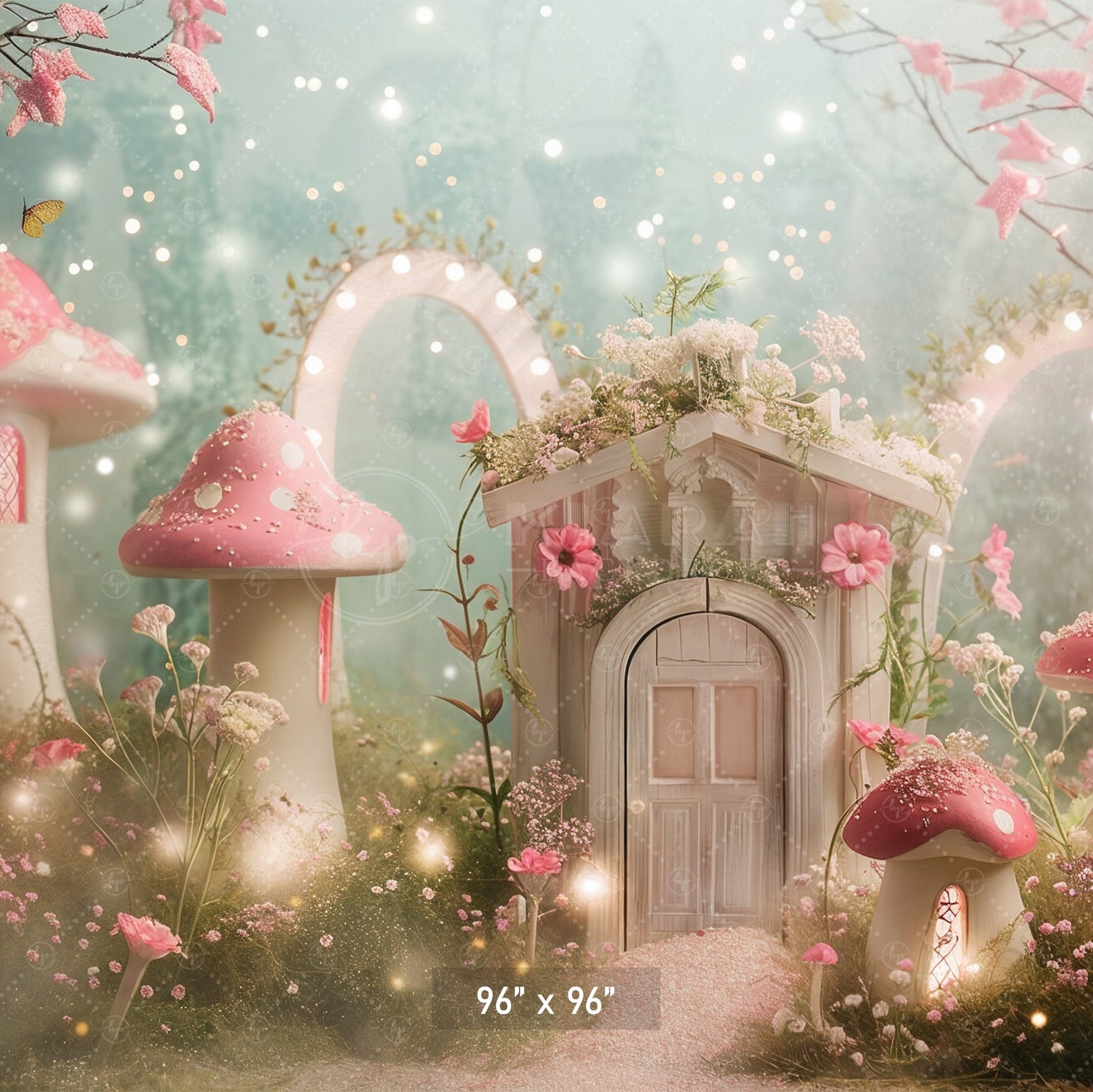 Fairy Tale Mushroom Cottage Backdrop