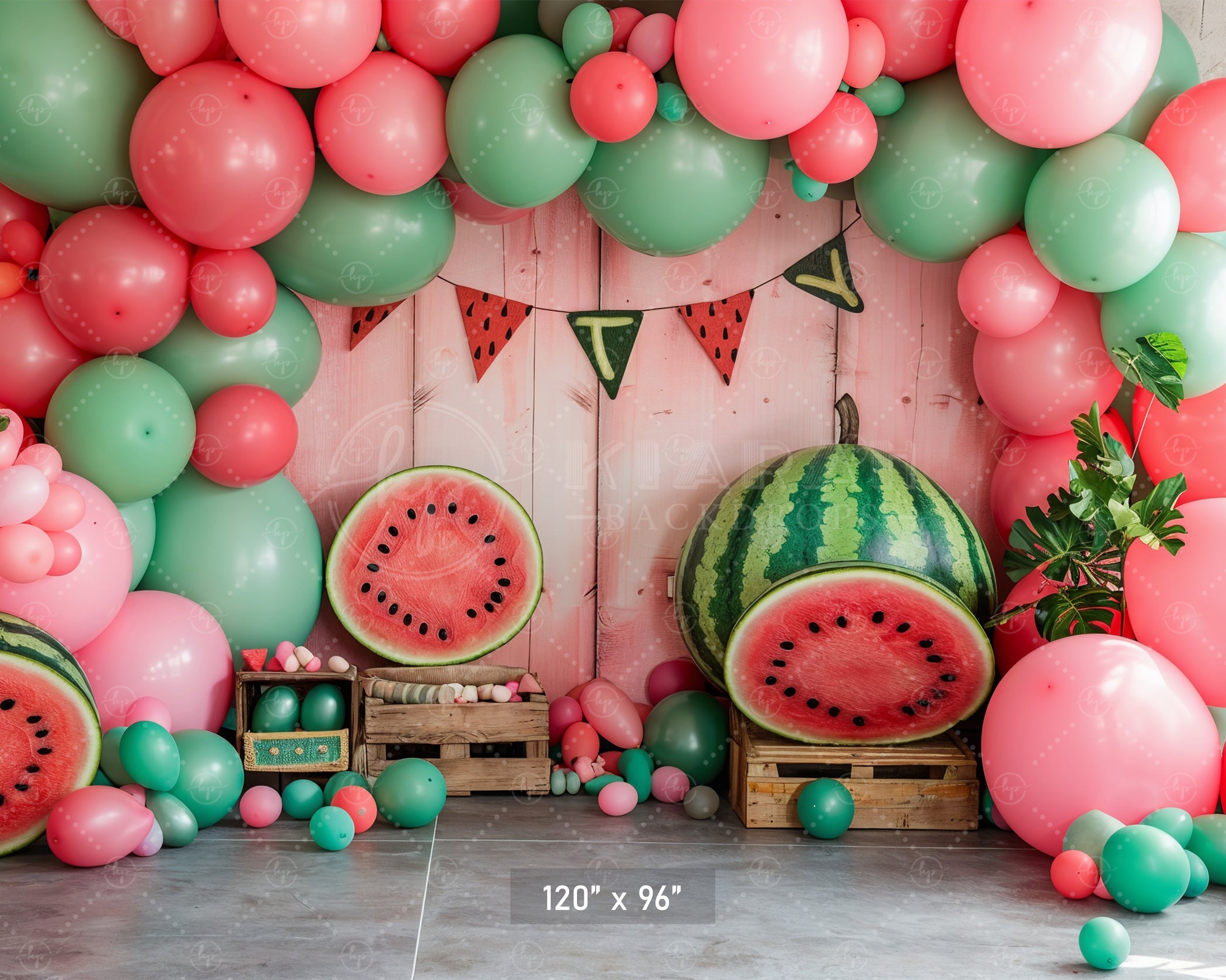 Watermelon and Balloons Celebration Backdrop