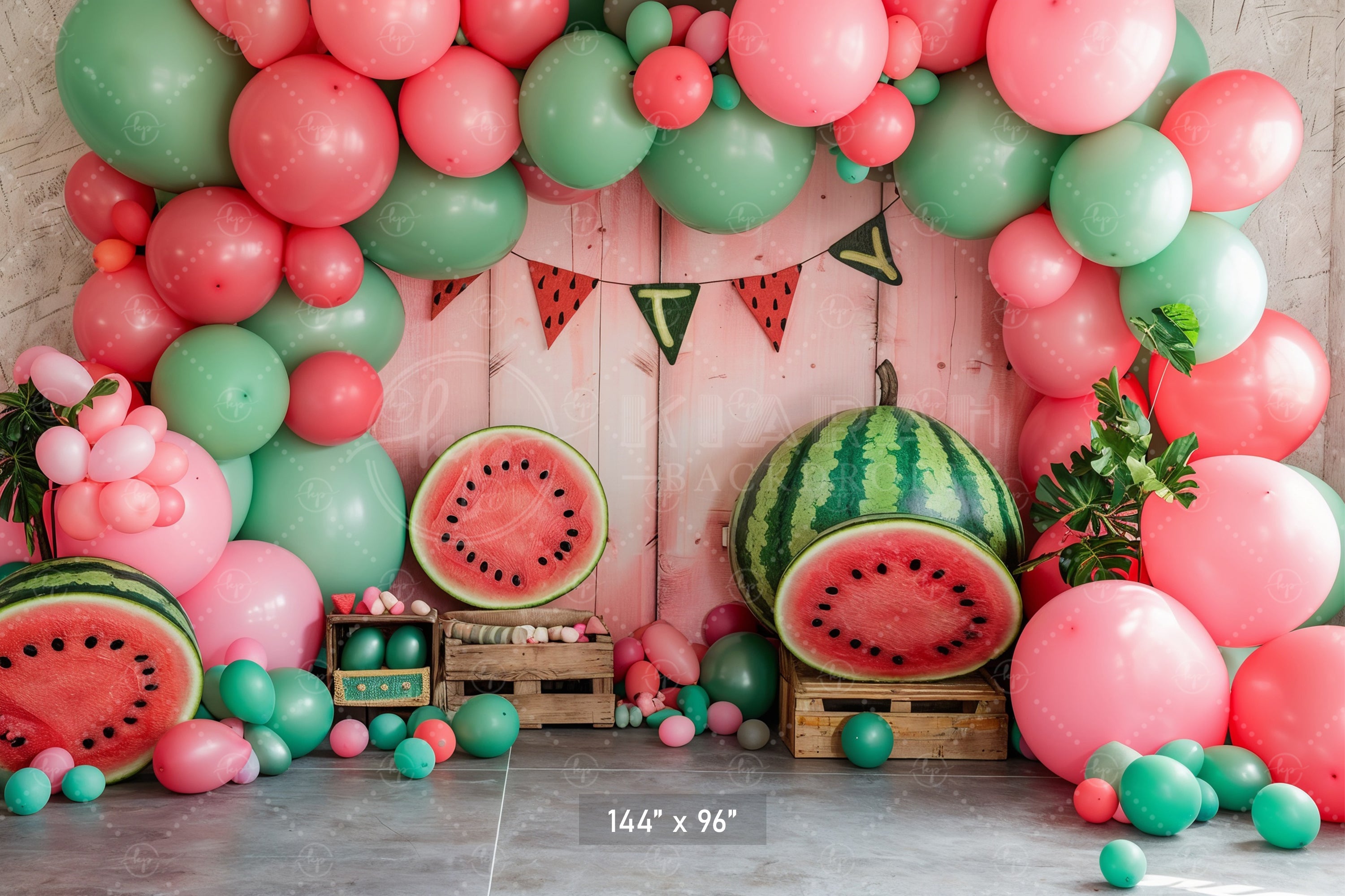 Watermelon and Balloons Celebration Backdrop